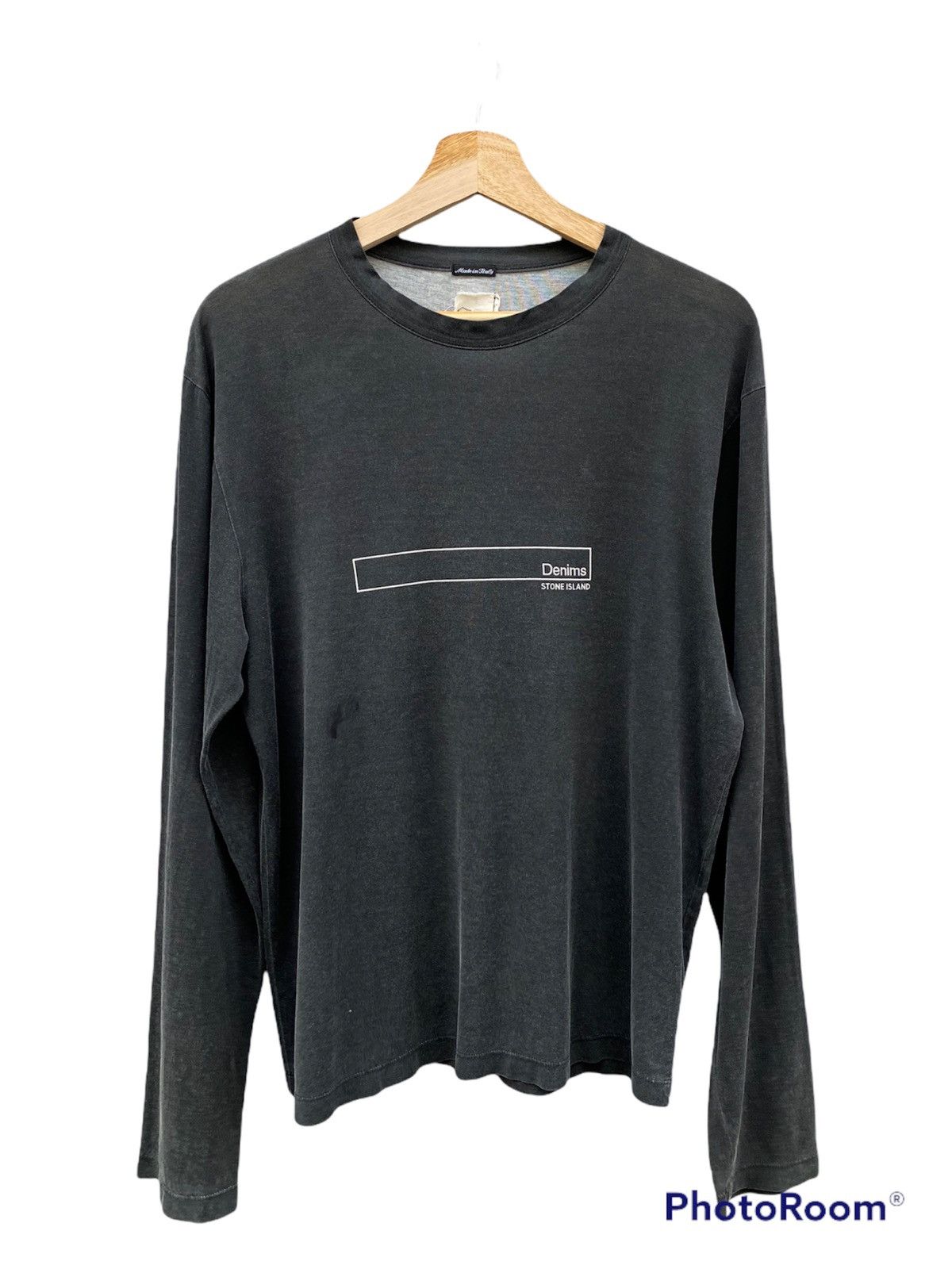 vintage stone island denim dyed cotton longsleeve tee