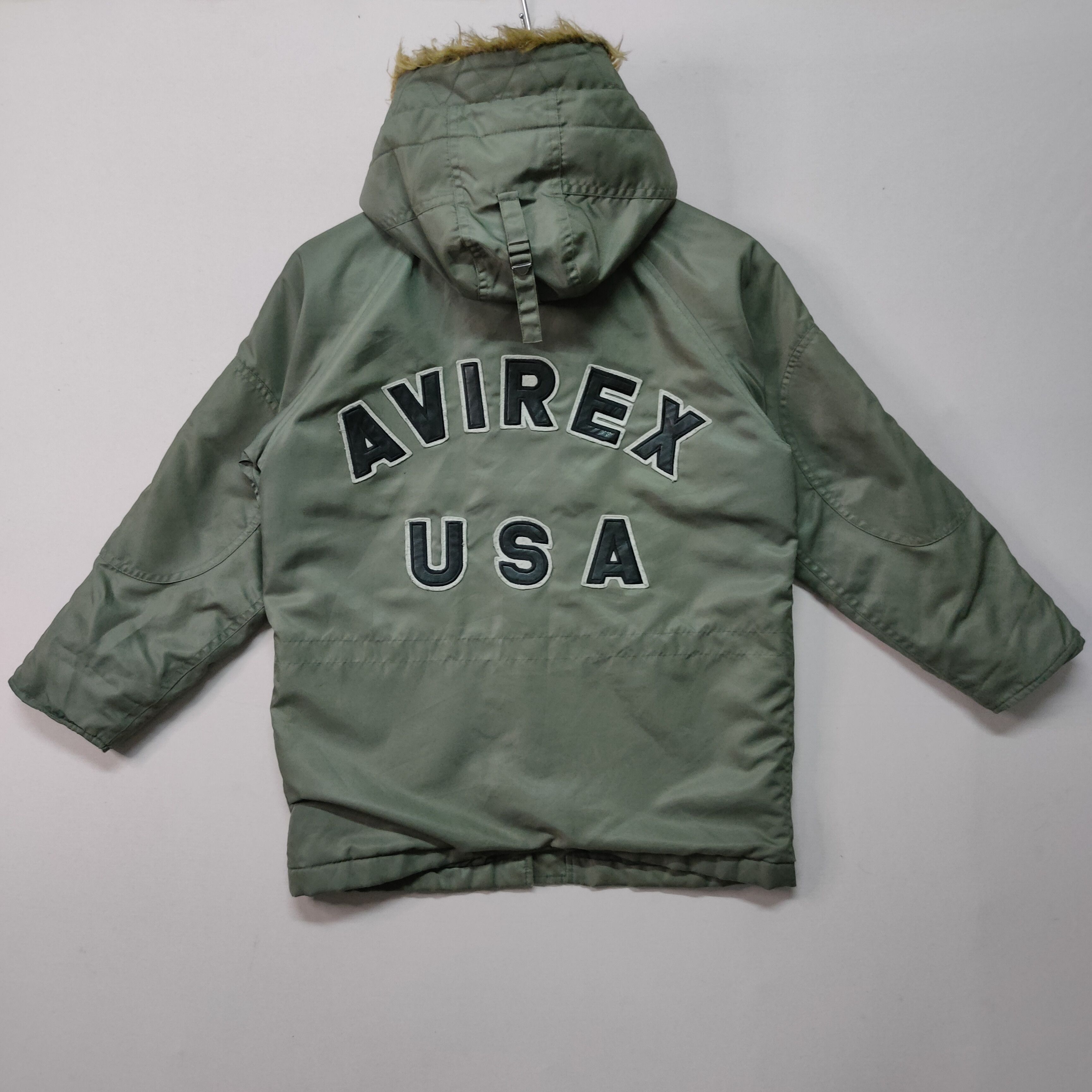 image of Vintage Avirex Usa Spec Mic-J-6279 (Usaf) Big Logo Jacket in Green, Men's (Size Small)