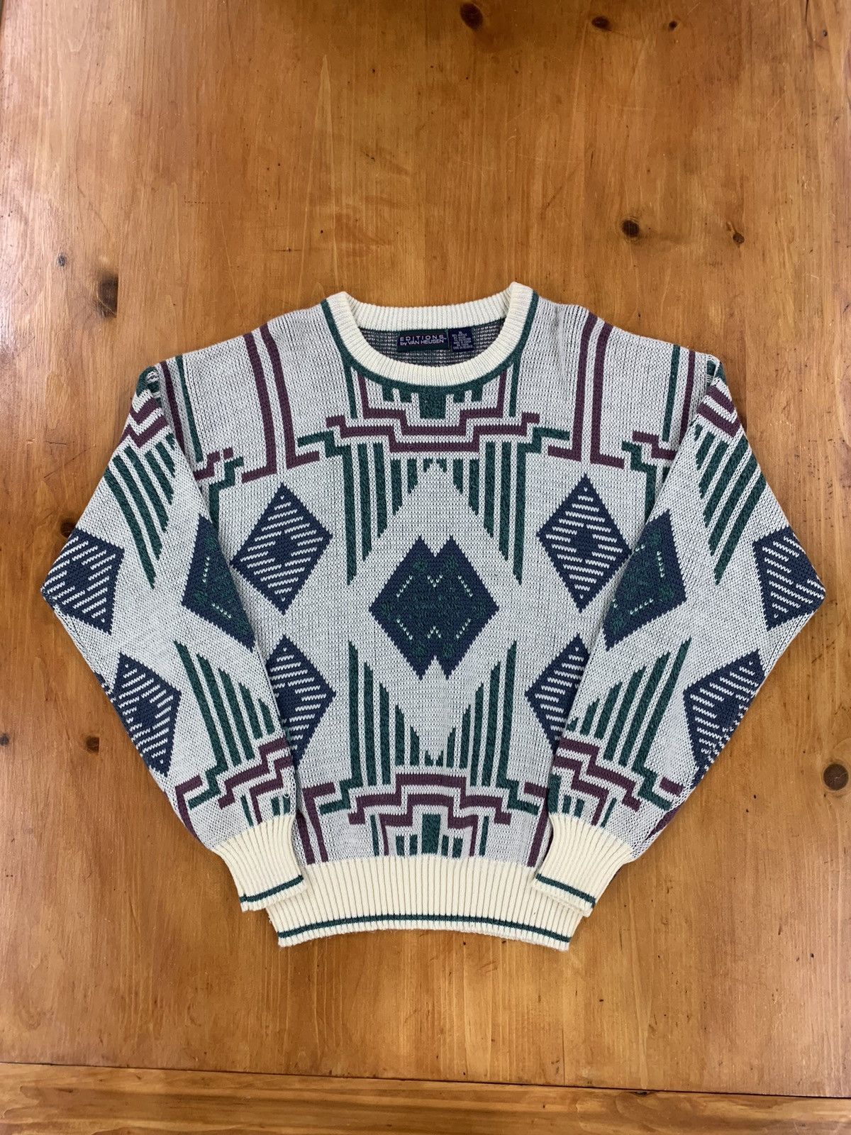 Vintage Vintage Floating Aztec Diamonds Knit Sweater Size US XL / EU 56 / 4 - 1 Thumbnail