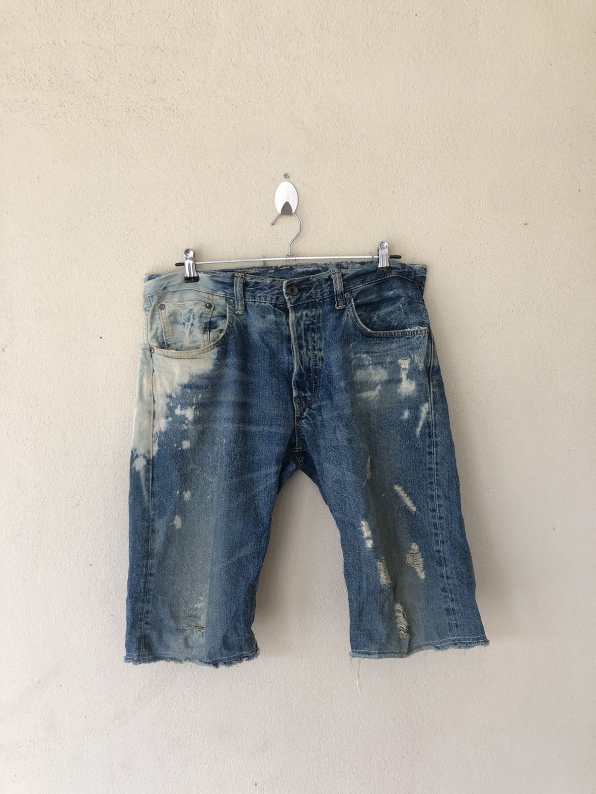 Edwin Edwin Disstressed Acid Wash Selvedge Shorts Size US 30 / EU 46 - 2 Thumbnail