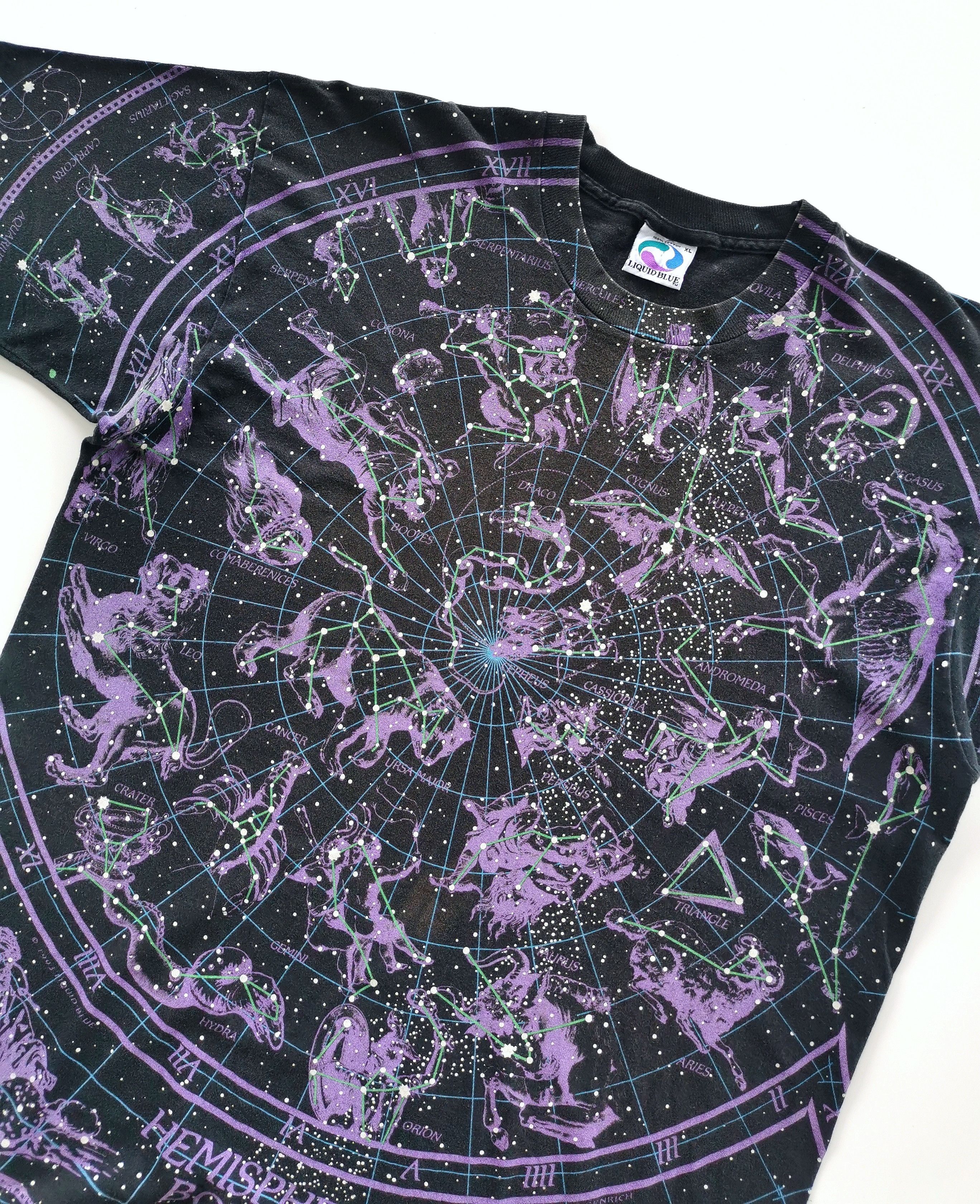 image of Arts Science x Liquid Blue 1993 Liquid Blue Hemisphere Boreal Austral Vintage Tshirt in Black (Size