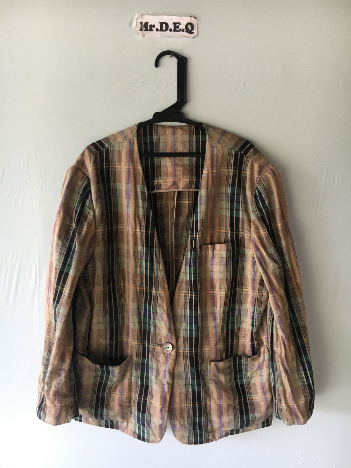 Burberry VINTAGE BURBERRYS BROWN CHECK PLAID BLEZER Size 38S - 1 Thumbnail