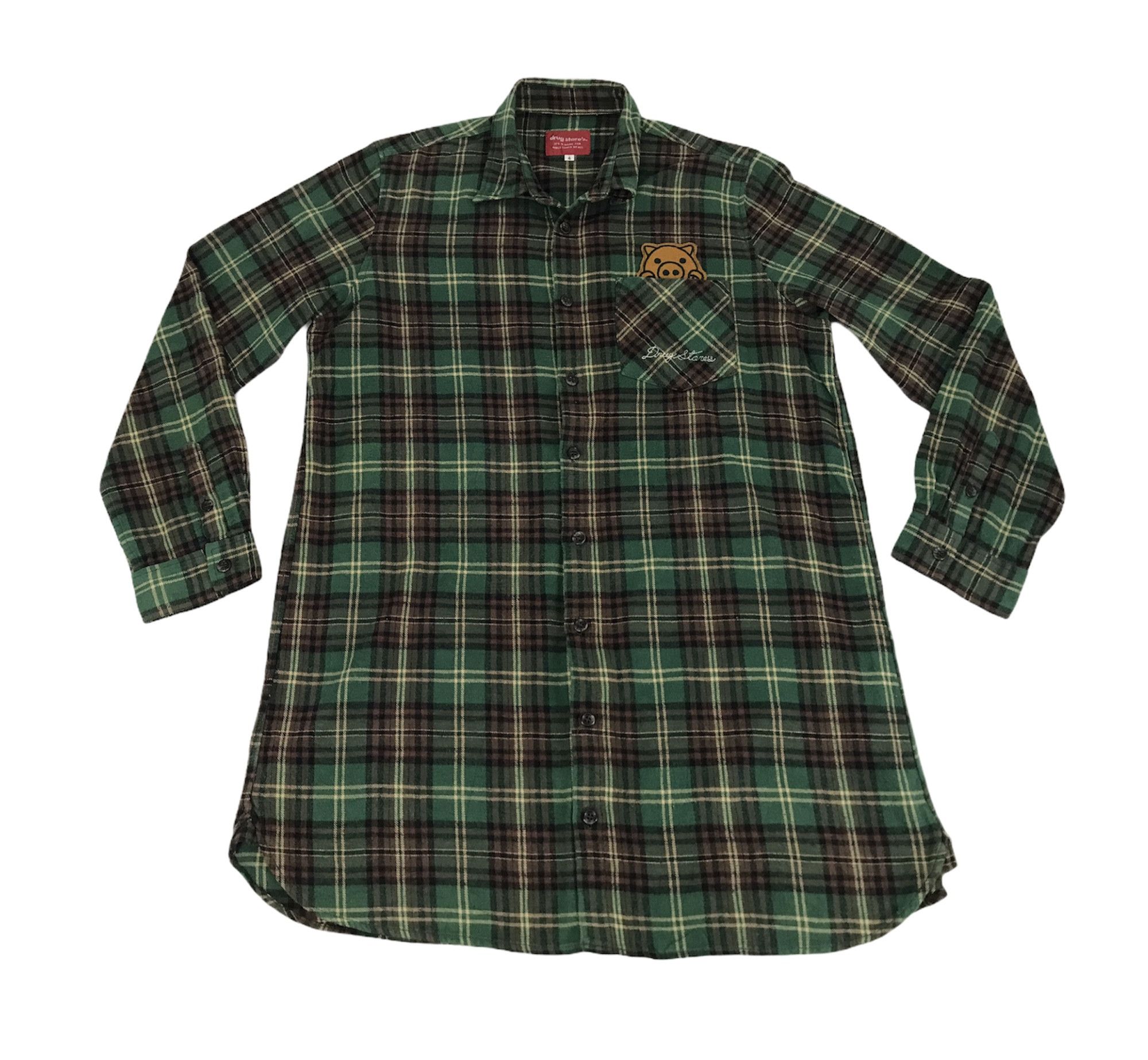 Vintage Style Drug's Store Flannel Monogram Plaid Check