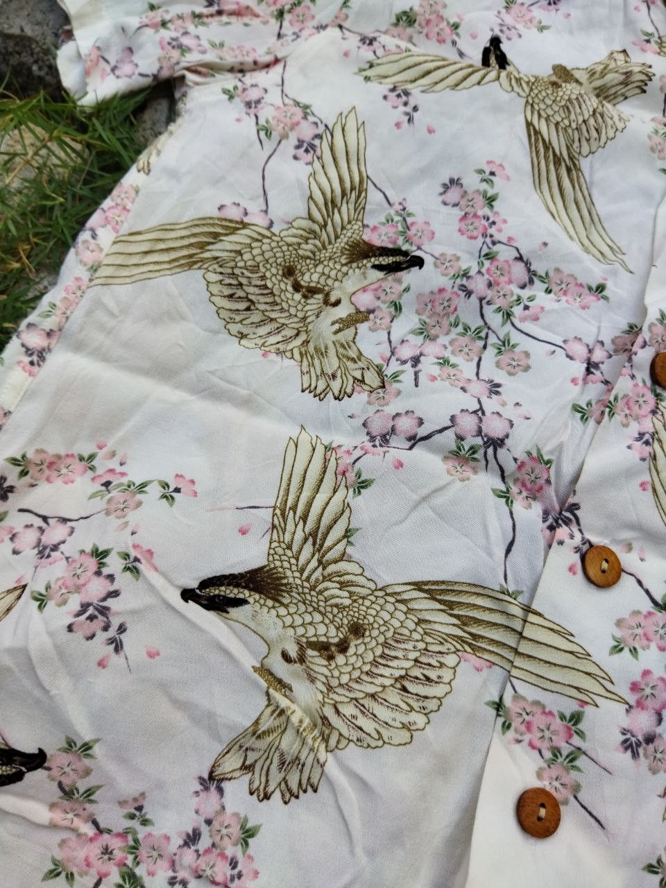 Japanese Brand Oniwa Soto Japan Eagle Motif Rayon Hawaiian Shirt Size US L / EU 52-54 / 3 - 4 Thumbnail