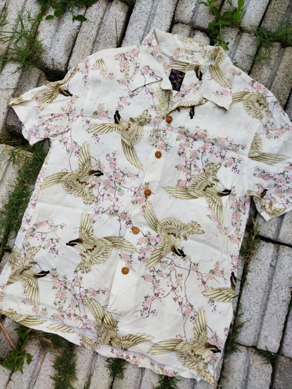 Japanese Brand Oniwa Soto Japan Eagle Motif Rayon Hawaiian Shirt Size US L / EU 52-54 / 3 - 2 Thumbnail