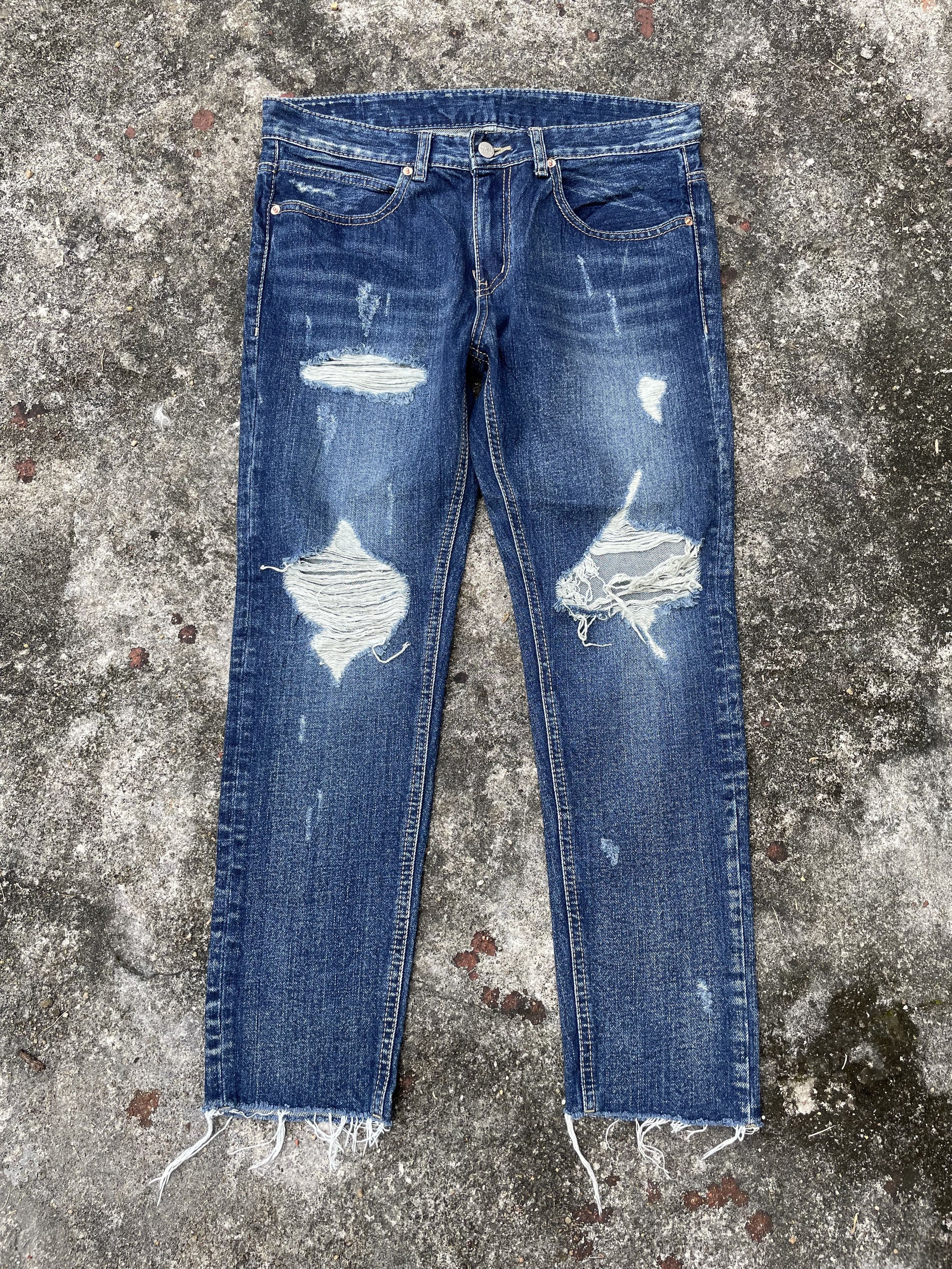 Nobody Second Distressed Denim Cropped Jeans