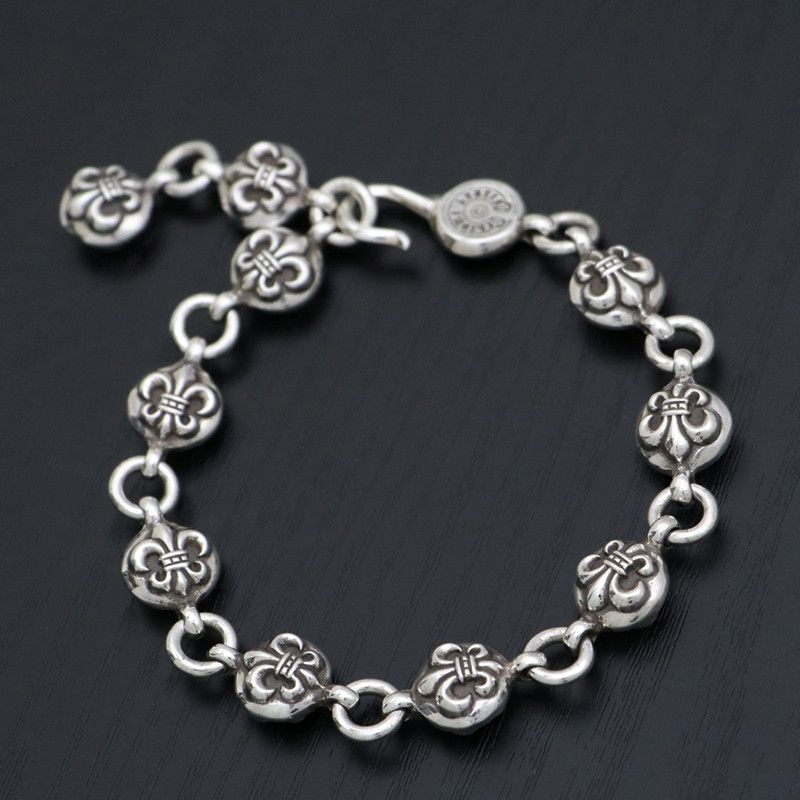 image of Chrome Hearts Flare Ball Bracelet in Silver, Men's