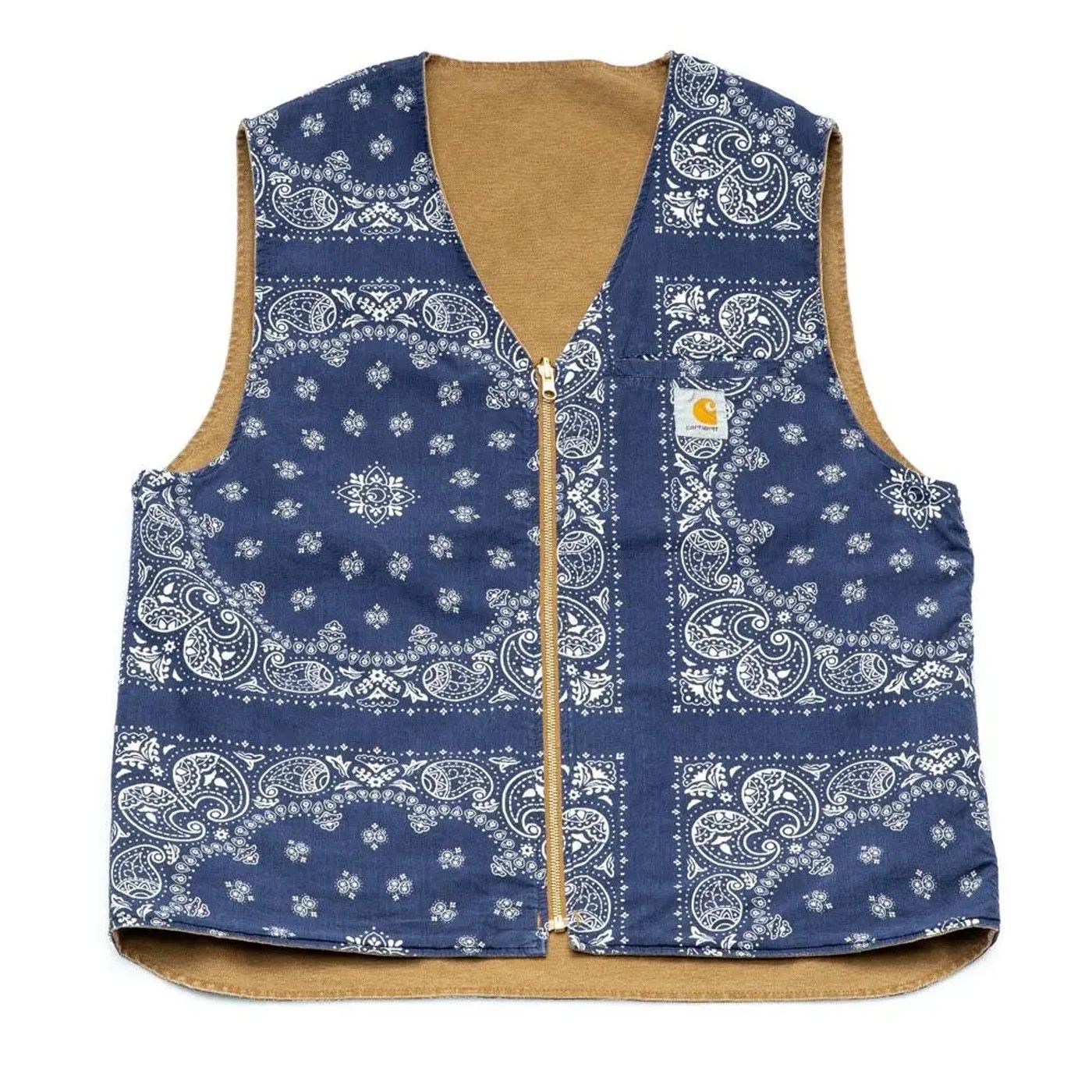 image of Avant Garde x Carhartt Wip Ss21 Bandana Work Vest Reversible in Brown, Men's (Size Small)
