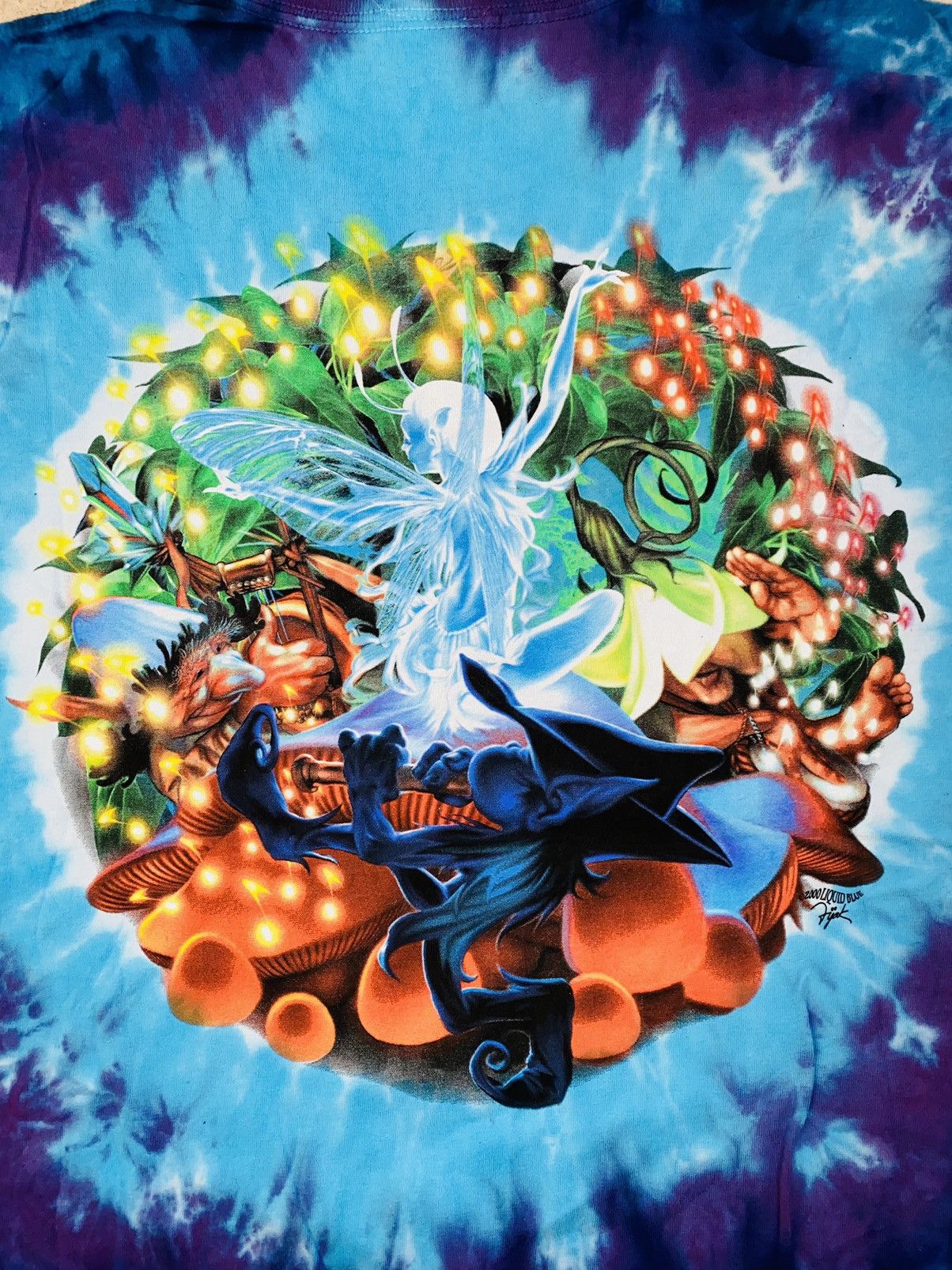 Liquid Blue Mushroom Garden 1999 USA Tie Dye Tee Travis Skott Supreme Size US L / EU 52-54 / 3 - 7 Thumbnail