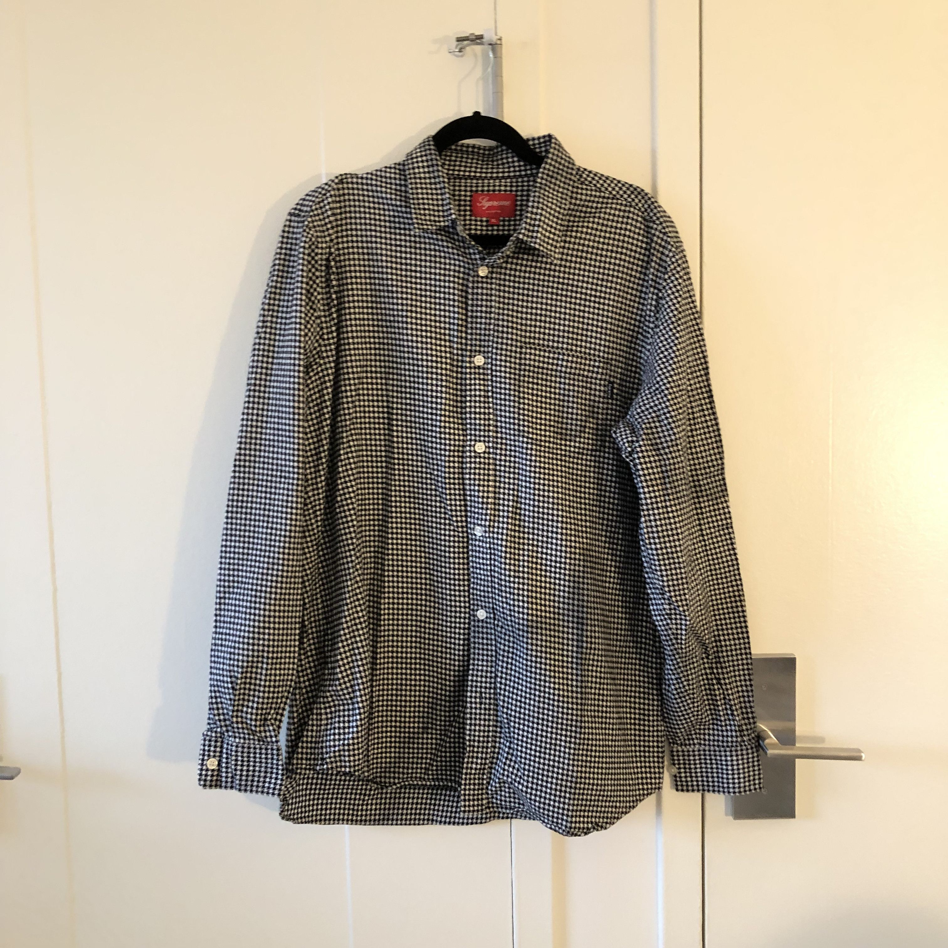 image of Supreme Houndstooth Button Up in Black, Men's (Size XL)