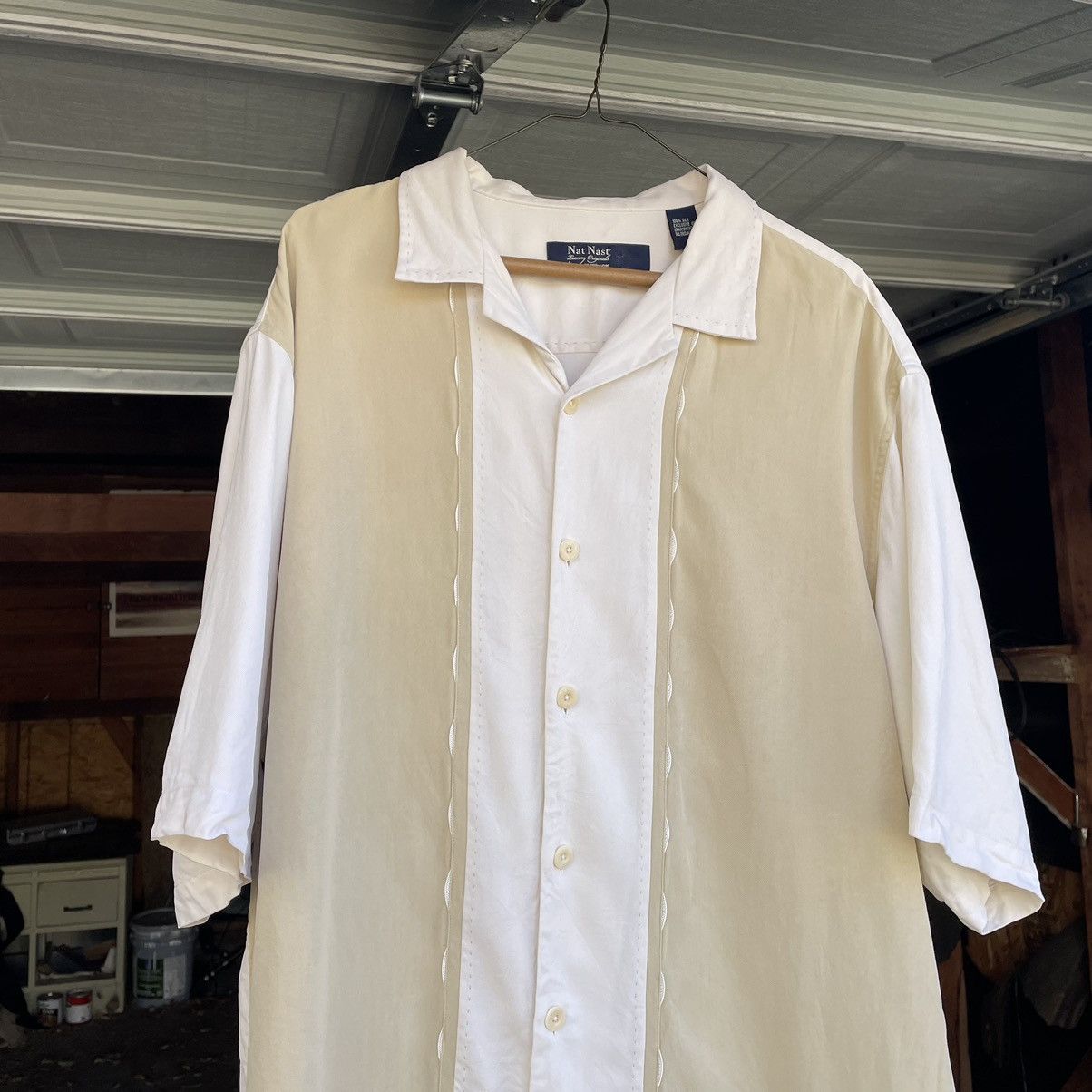 Nat Nast × Vintage Vintage Camp Collar Bowling Shirt Earthtones Silk Size US XL / EU 56 / 4 - 3 Thumbnail