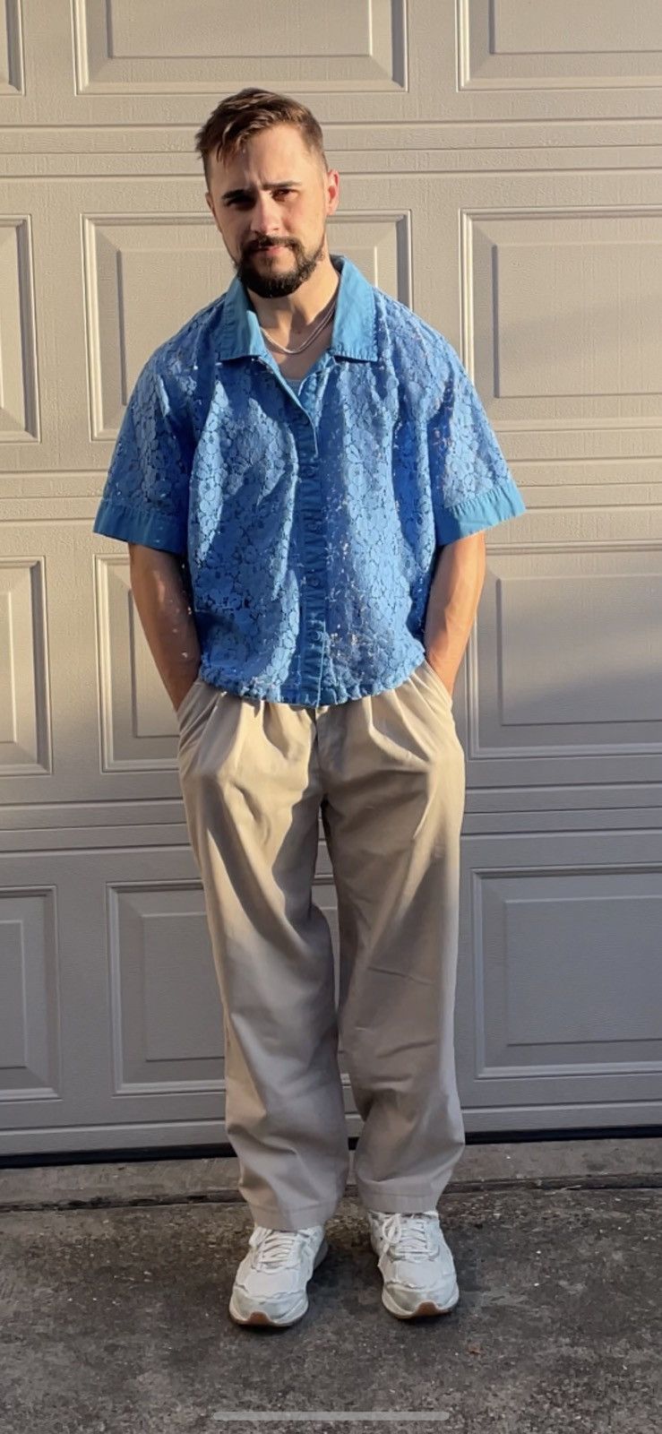 Vintage Vintage Cropped Lace Camp Collar Shirt Floral Bowling Boxy Size US L / EU 52-54 / 3 - 3 Thumbnail