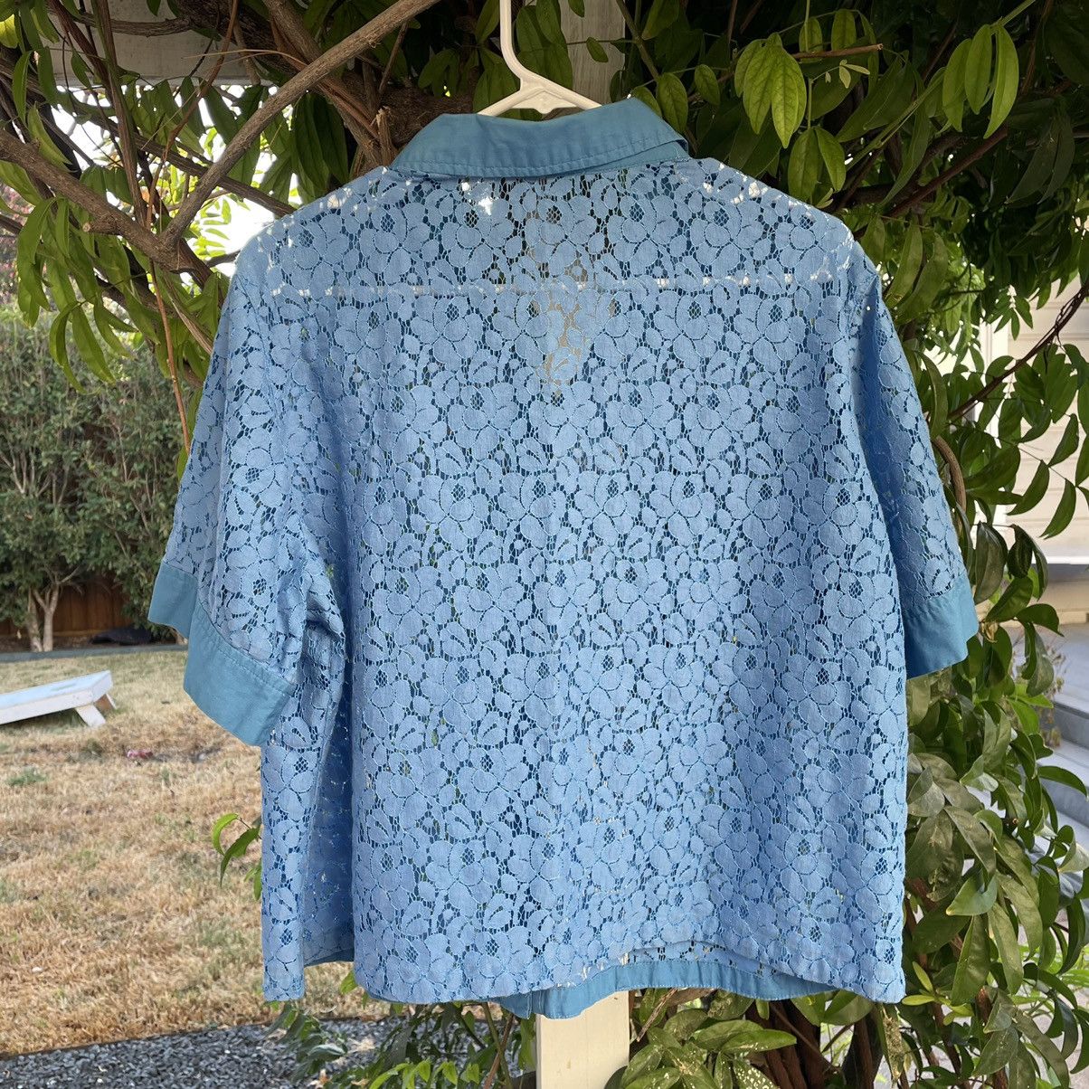 Vintage Vintage Cropped Lace Camp Collar Shirt Floral Bowling Boxy Size US L / EU 52-54 / 3 - 6 Thumbnail