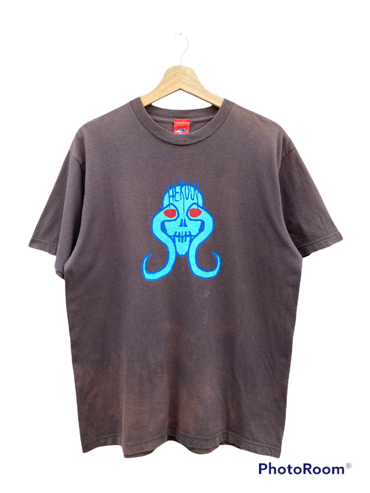 Hook-Ups Vintage 90s HEROIN Skateboard Skulls Rare Graphics Tshirt Size US L / EU 52-54 / 3 - 1 Thumbnail