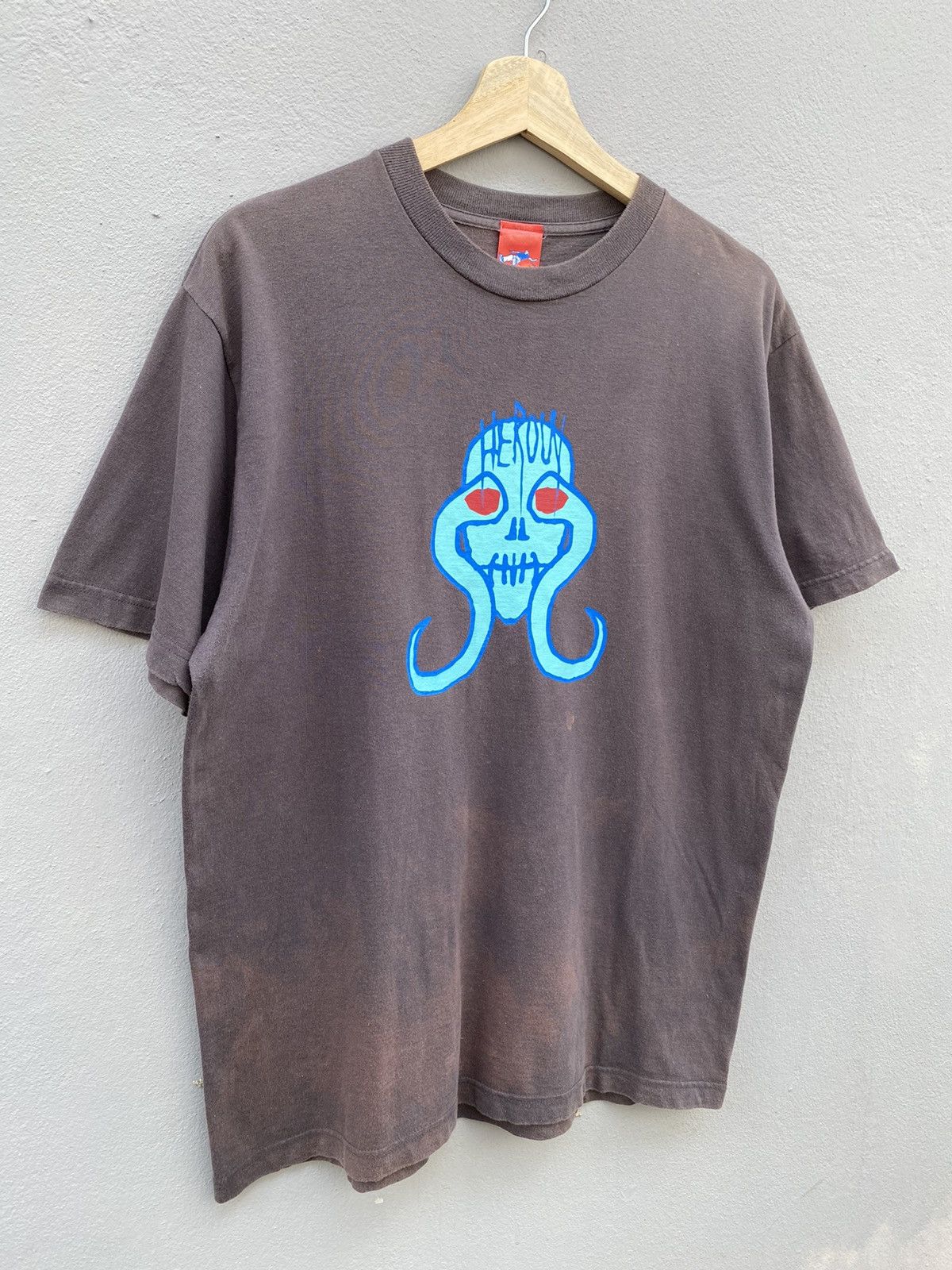 Hook-Ups Vintage 90s HEROIN Skateboard Skulls Rare Graphics Tshirt Size US L / EU 52-54 / 3 - 3 Thumbnail