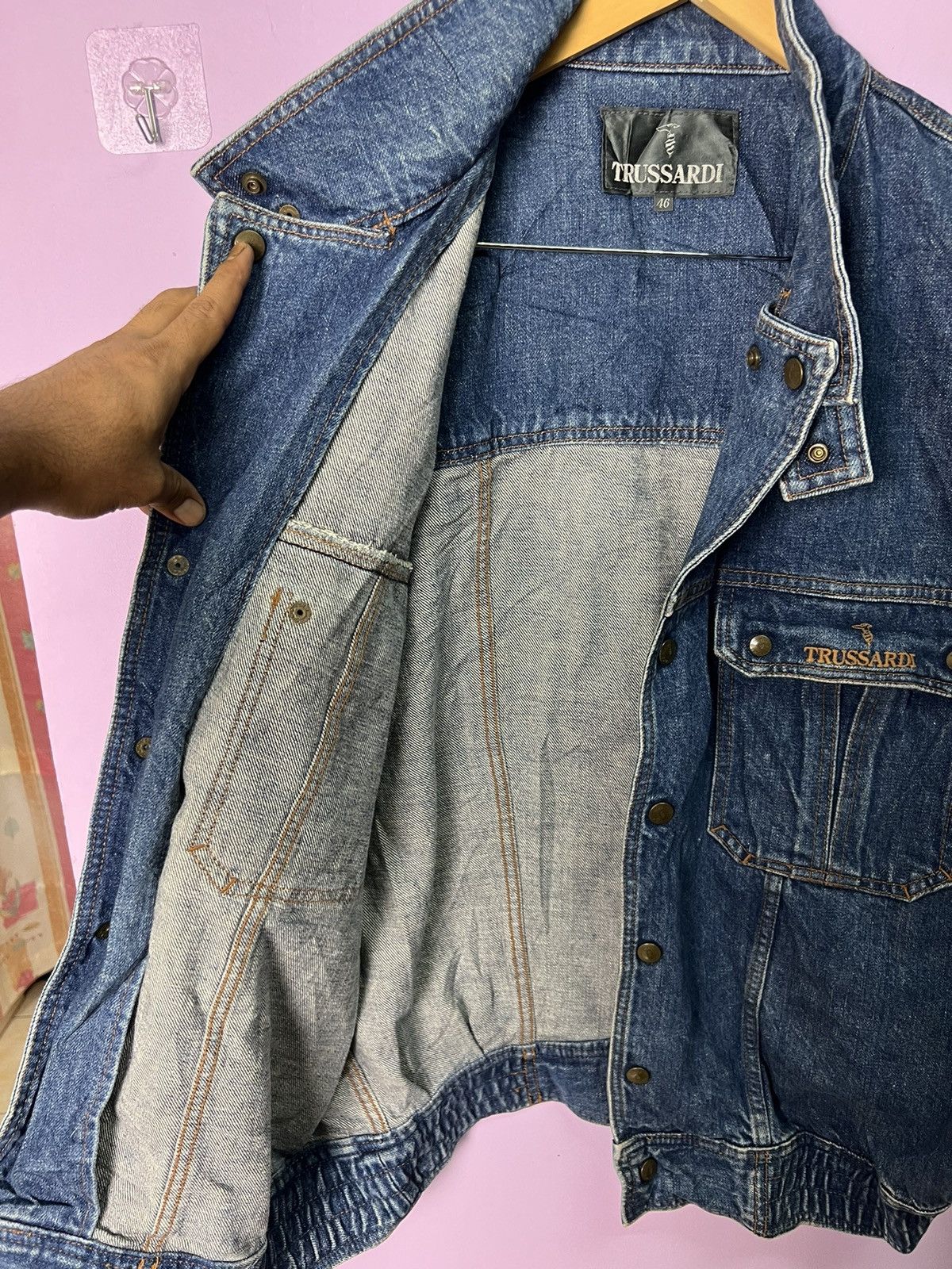 Trussardi 🔥Rare Vintage Trussardi Milano Denim Jacket Size US L / EU 52-54 / 3 - 8 Thumbnail