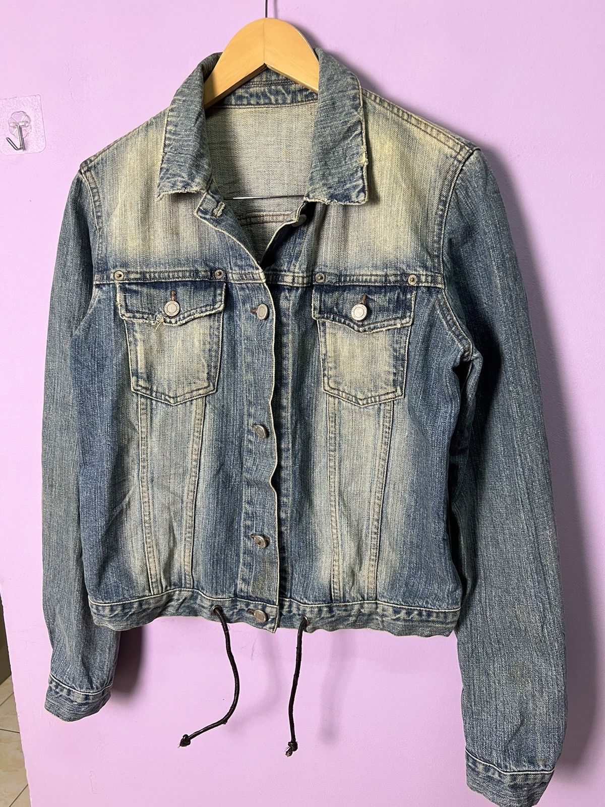image of Neil Barrett Neil Barret Made In Italy Denim Jacket in Blue, Women's (Size Small)
