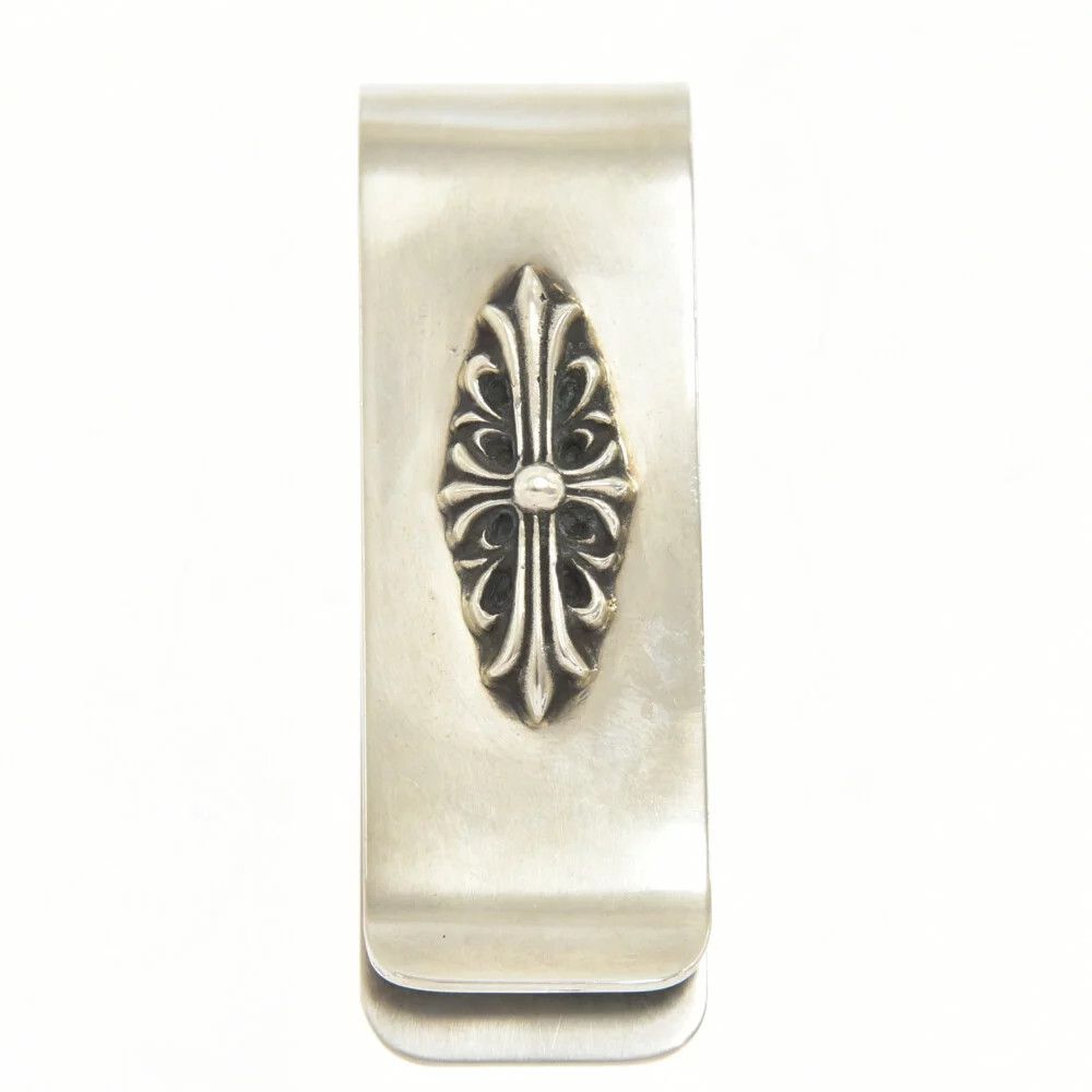 image of Chrome Hearts Floral Cross Money Clip in Silver, Men's