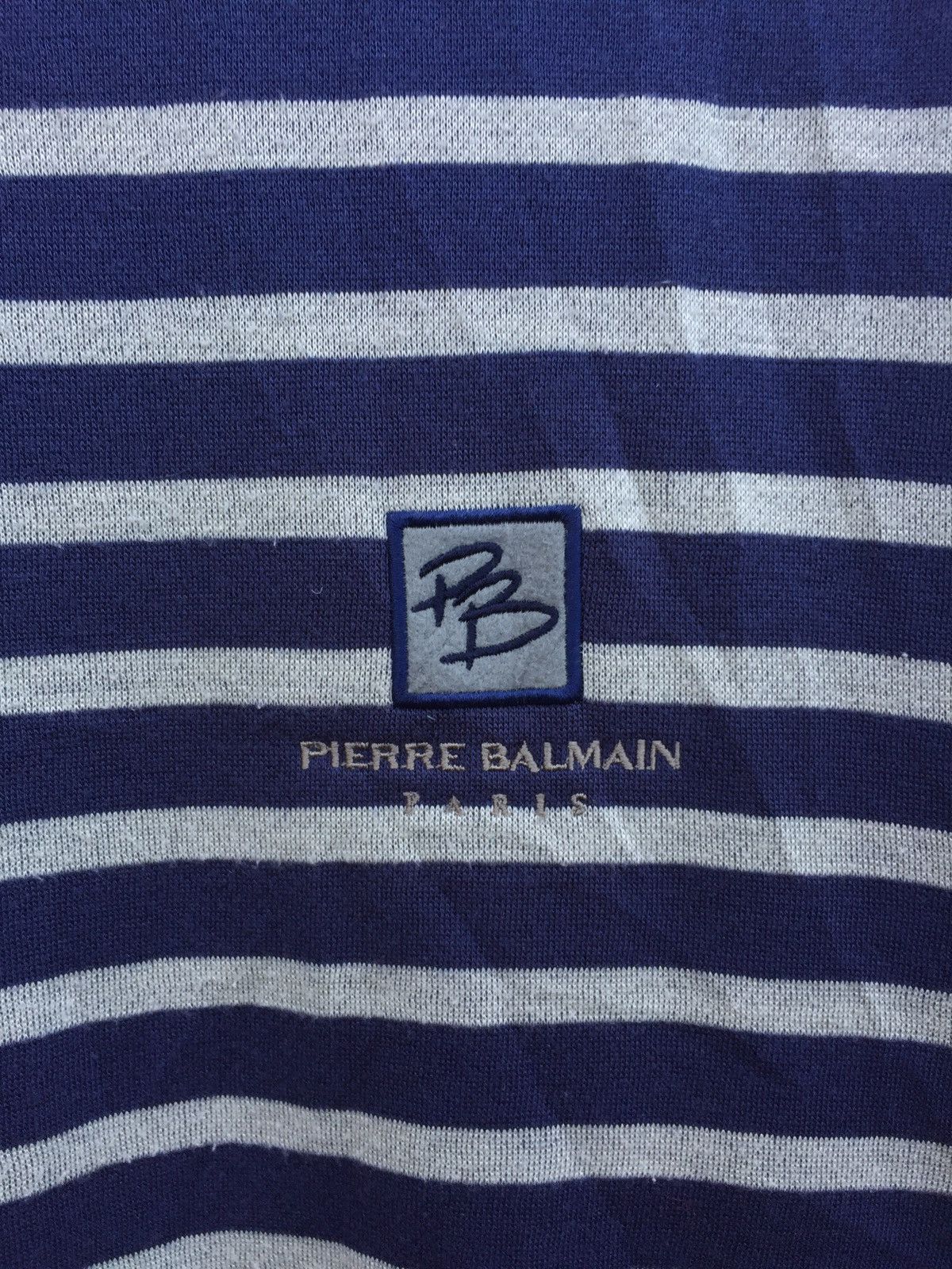 Designer × Pierre Balmain × Vintage Vintage Pierre Balmain Paris Stripe Crewneck Size US L / EU 52-54 / 3 - 3 Thumbnail