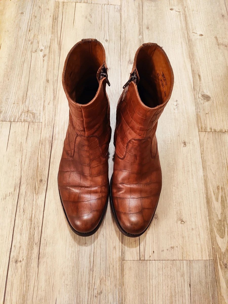 image of Jean Baptiste Rautureau Croco Brown Sidezips.like Saint Laurent Or Isaac Sellam Shoes (Size 9)