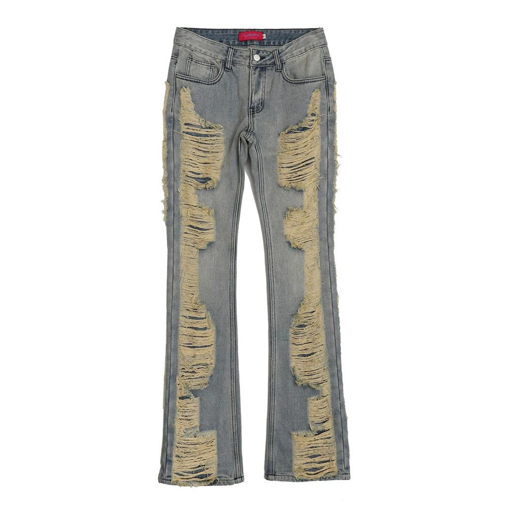 fade flared grunge damaged ripped pants
