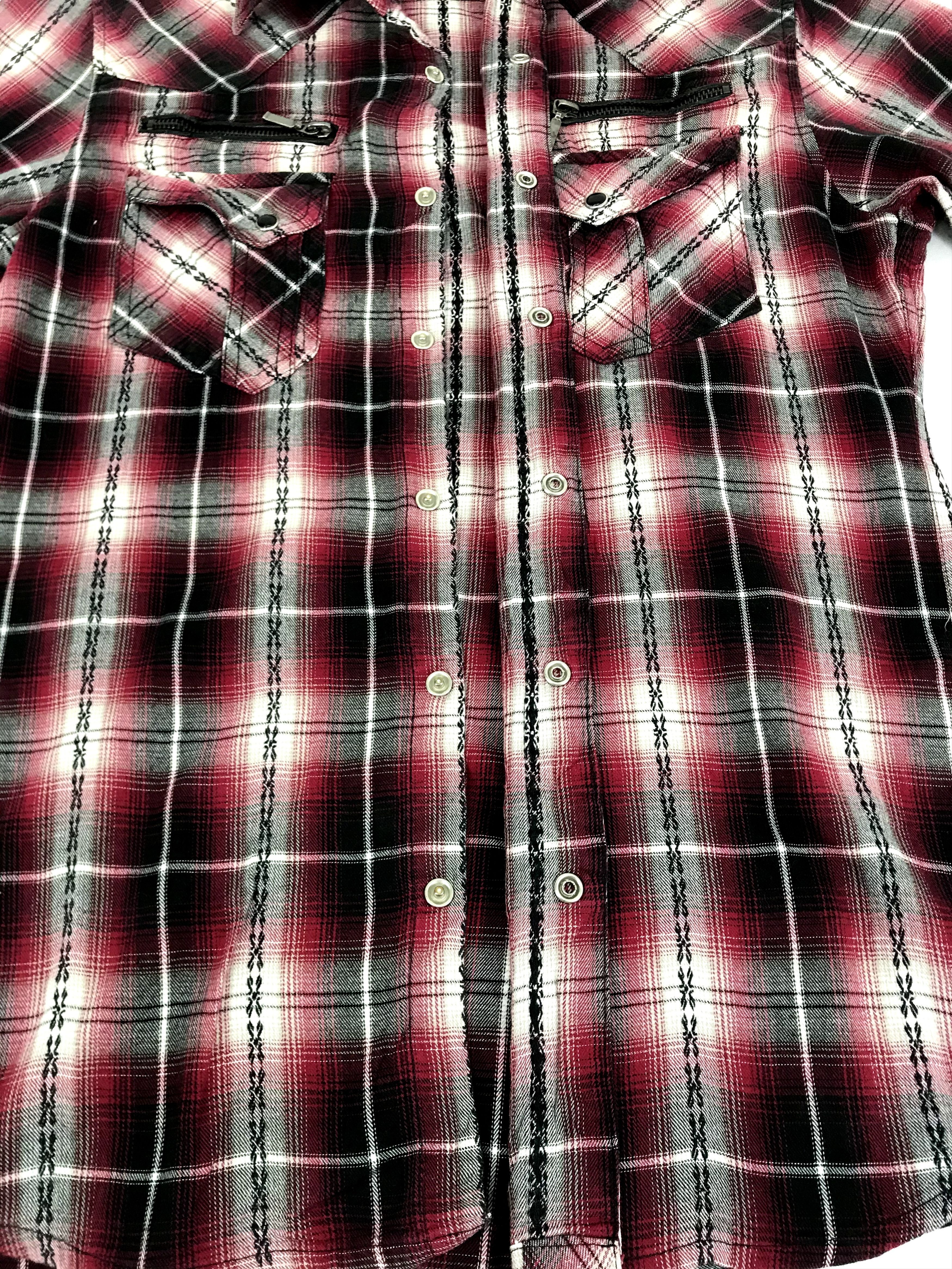 Flannel Sorridere Snap Button Shadow Plaid Checked Flannel Shirt Size US S / EU 44-46 / 1 - 4 Thumbnail