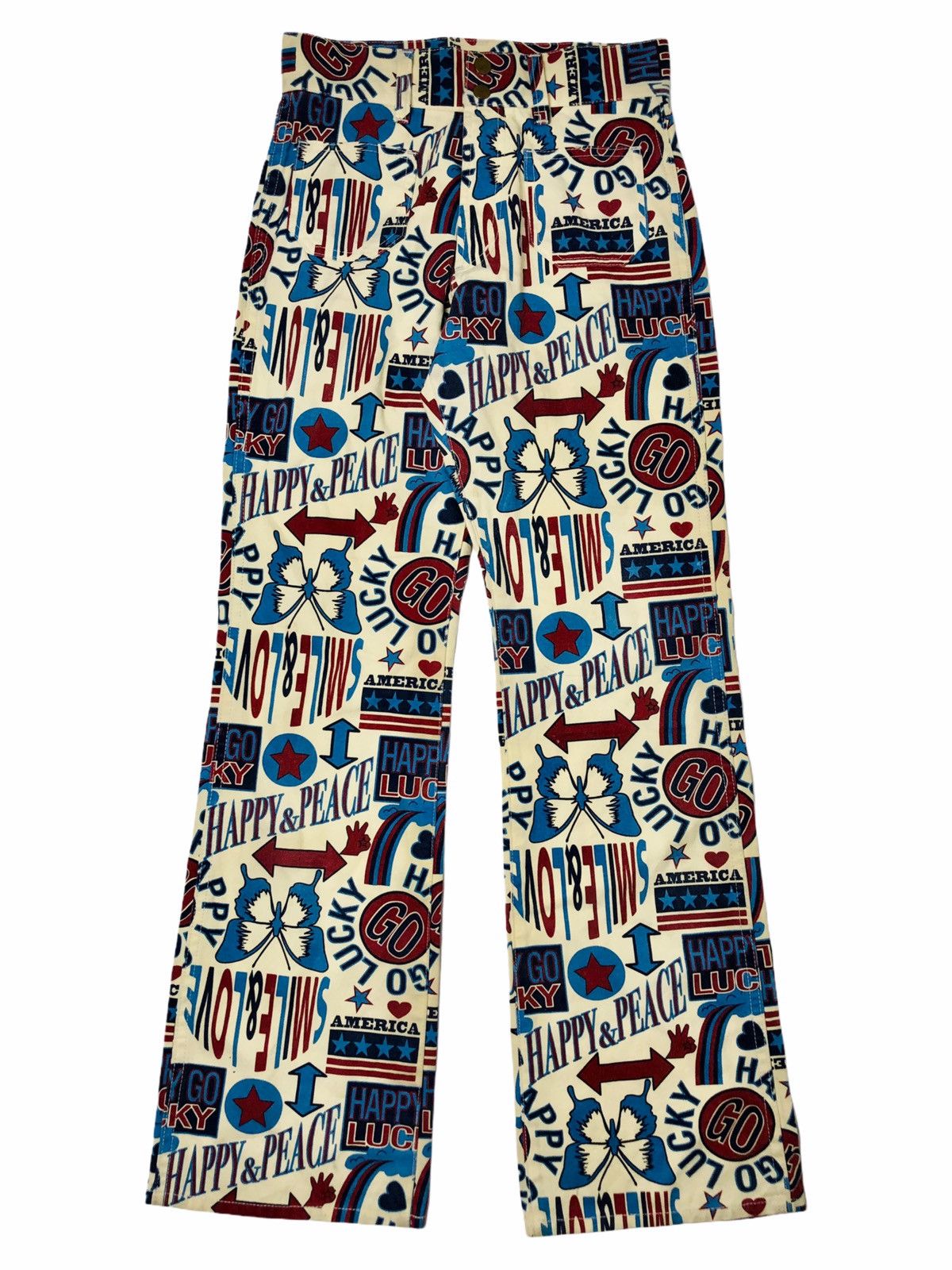 Angel Blue 90s Happy Go Lucky - Printed Butterfly Pants Size US 29 - 1 Thumbnail