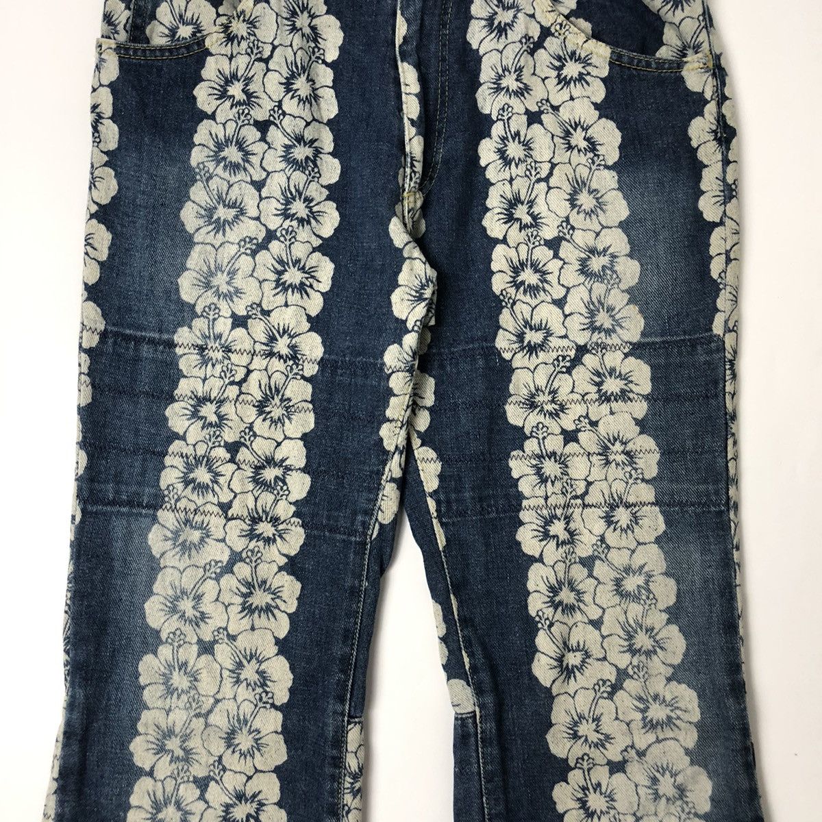 Hysteric Glamour 90s Hysteric Hibiscus Floral Patern Denim Pants Size US 29 - 3 Thumbnail