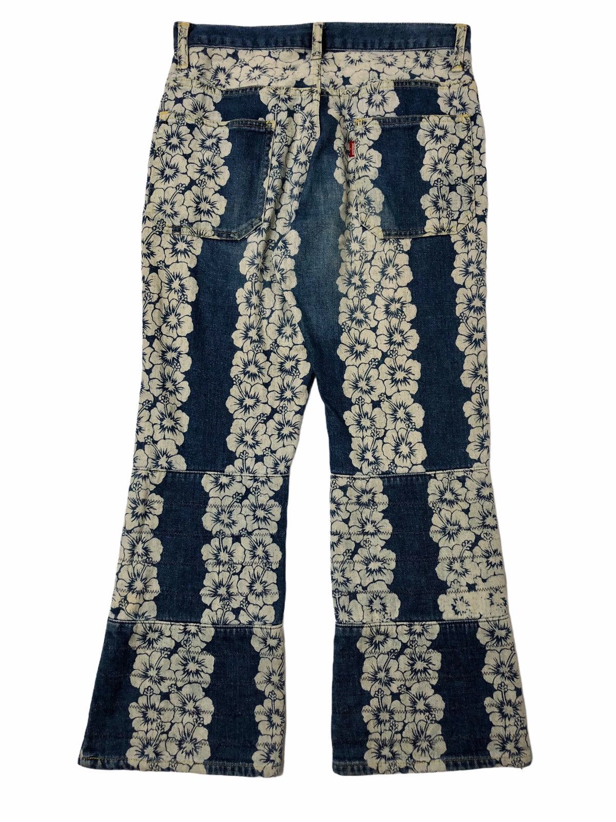 Hysteric Glamour 90s Hysteric Hibiscus Floral Patern Denim Pants Size US 29 - 2 Thumbnail