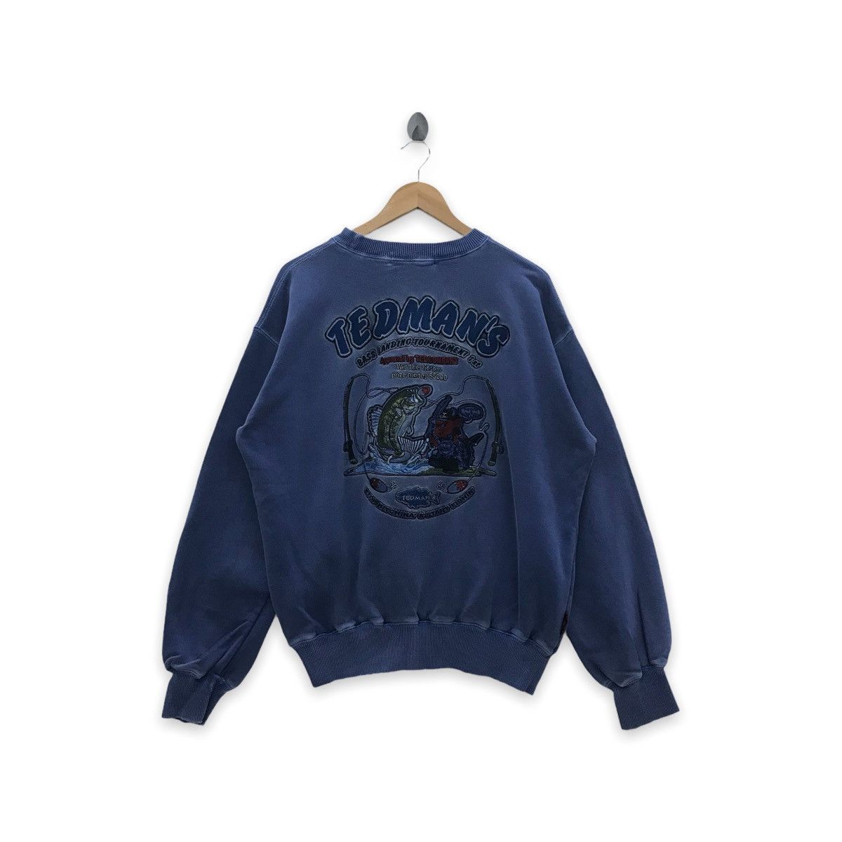 image of Vintage Tedman Bass Landing Tournament Sweatshirt in Blue, Men's (Size XL)