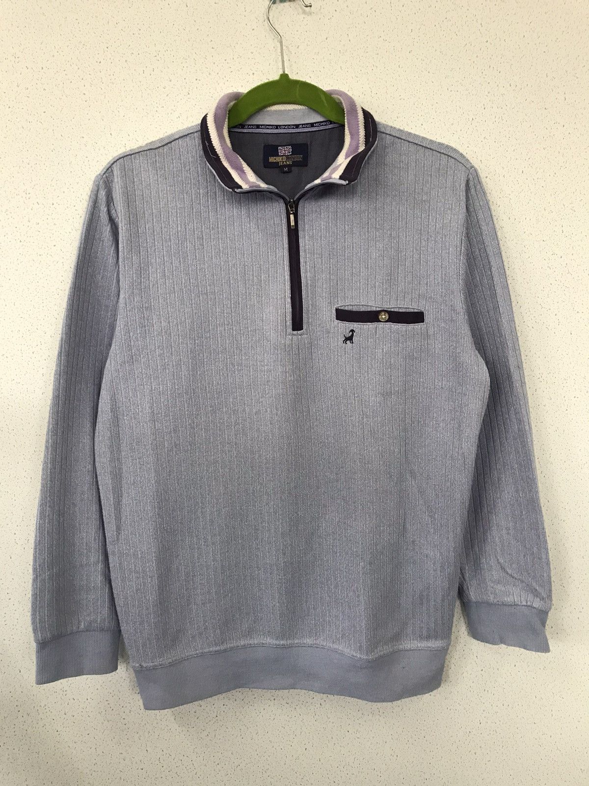 image of Michiko Koshino London Michiko London Jeans Half Zip Sweatshirt in Light Blue, Men's (Size Medium)