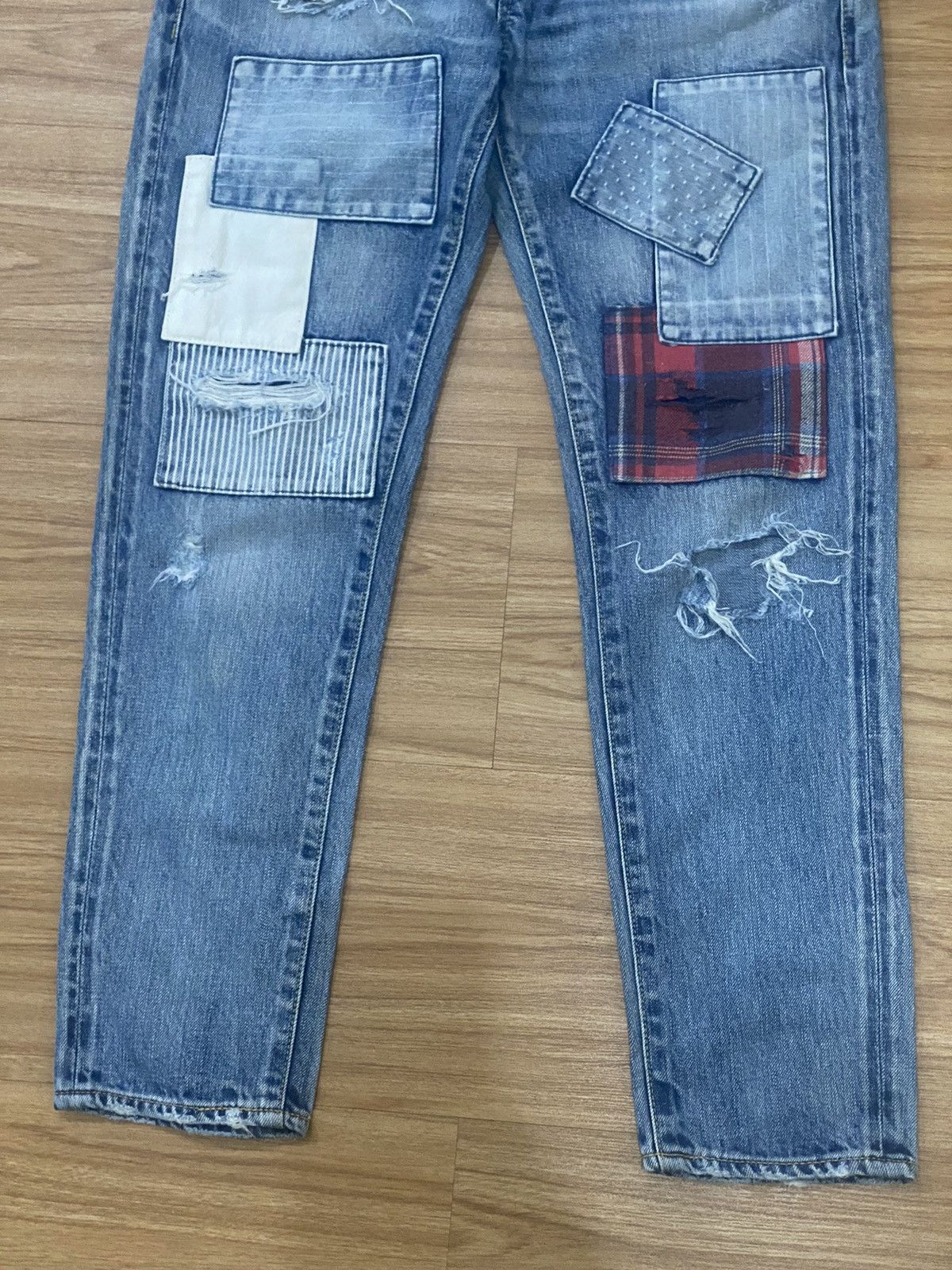 Japanese Brand RODEO CROWNS PATCHWORK DISTRESS DENIME Size US 30 / EU 46 - 3 Thumbnail