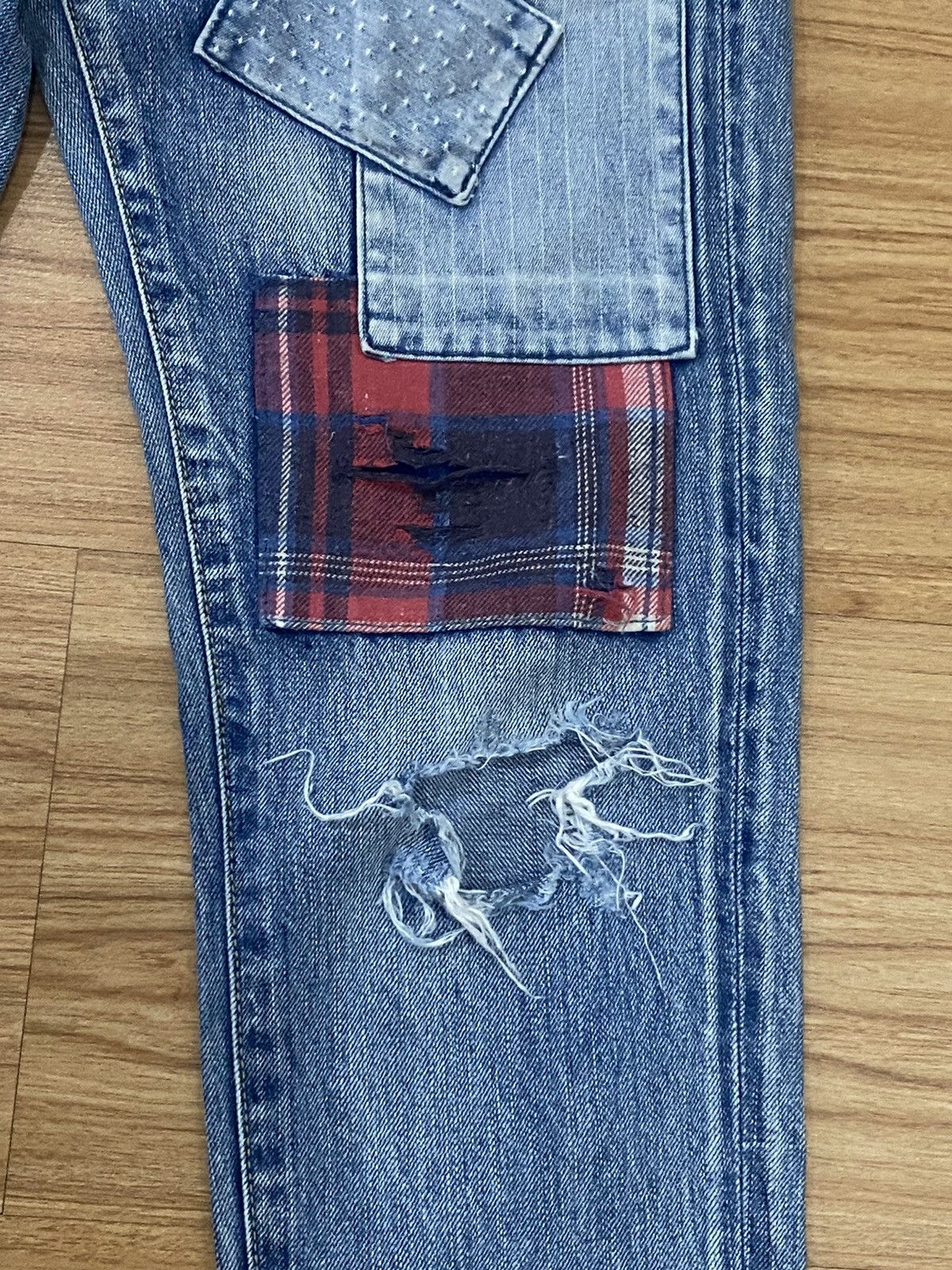 Japanese Brand RODEO CROWNS PATCHWORK DISTRESS DENIME Size US 30 / EU 46 - 6 Thumbnail