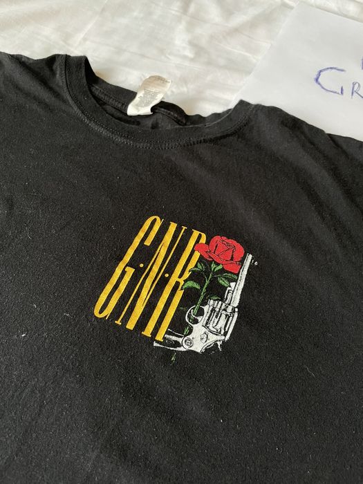 Gildan GUNS N' ROSES Band T-shirt, Men's L size cotton navy blue type Vintage Second Hand