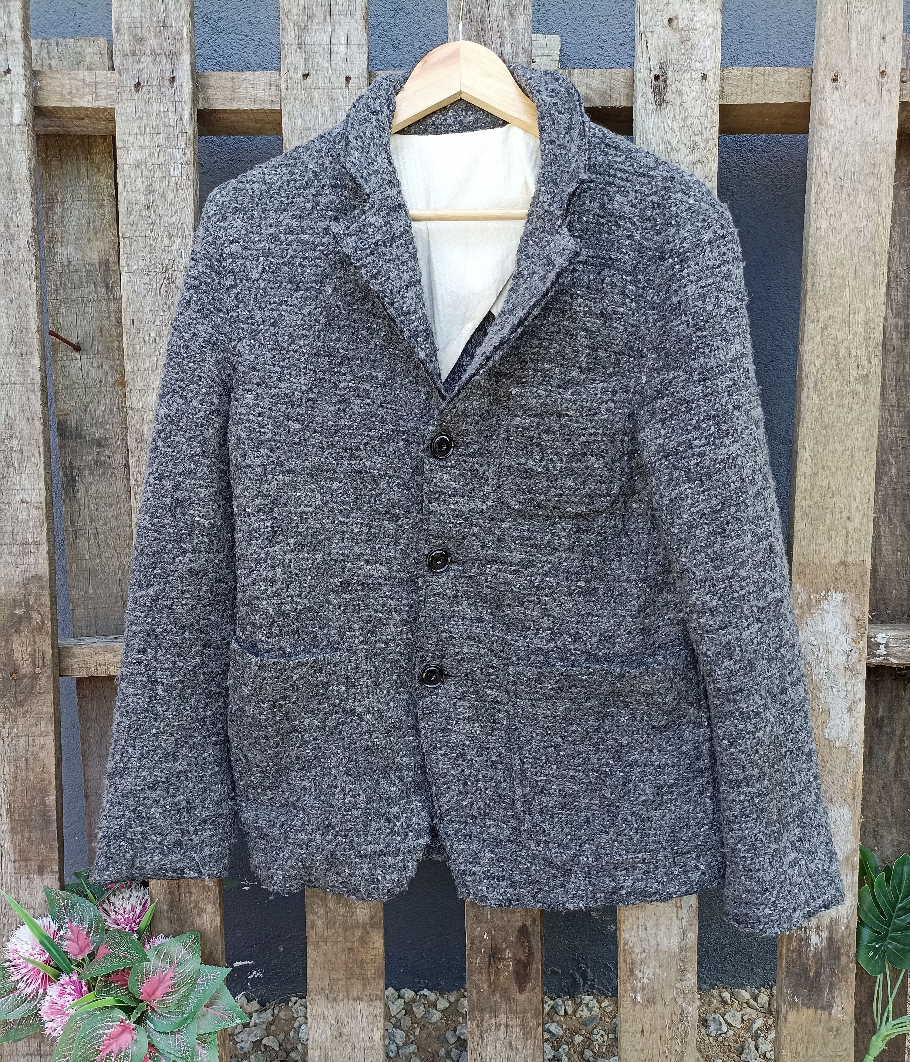 image of Vintage Comme Ca Ism Fleece Blazer in Grey, Men's (Size Small)