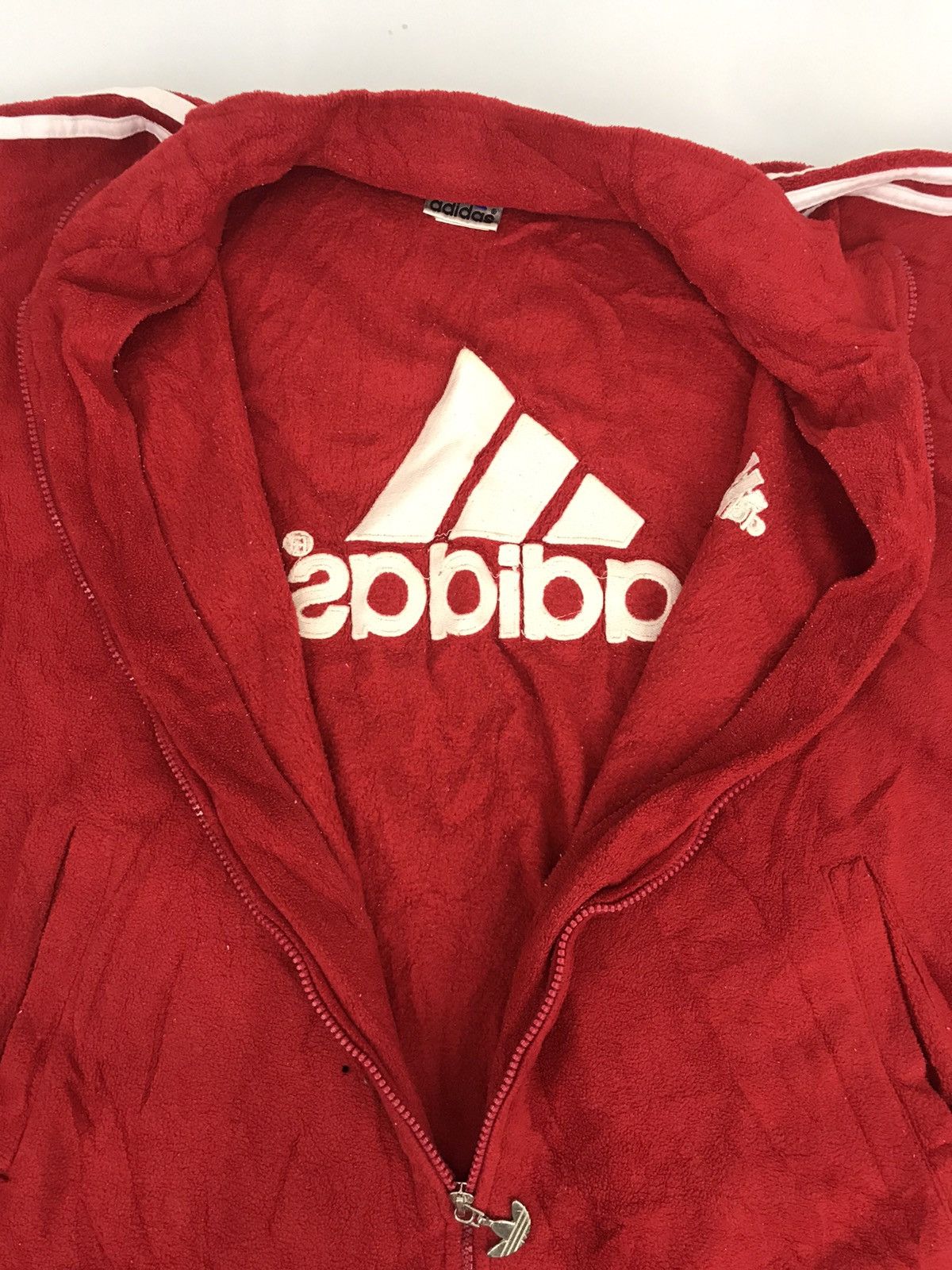 Adidas Vintage Adidas Fleece Hoodie Sweatshirt Zipper Style Size US L / EU 52-54 / 3 - 3 Thumbnail