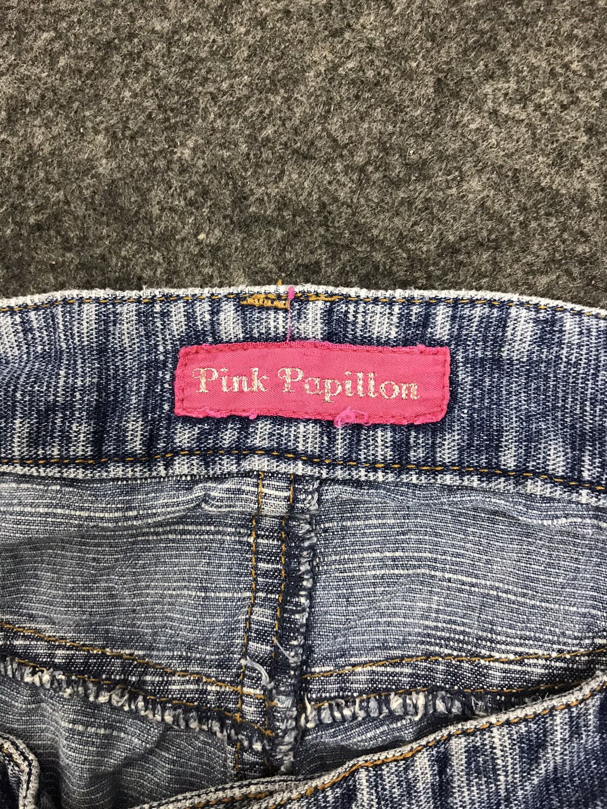 Japanese Brand Pink Papillon Bootcut Style Unisex Distressed Denim Size 29" - 9 Thumbnail