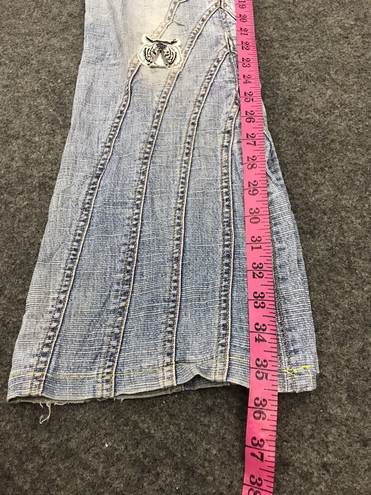 Japanese Brand Pink Papillon Bootcut Style Unisex Distressed Denim Size 29" - 5 Thumbnail