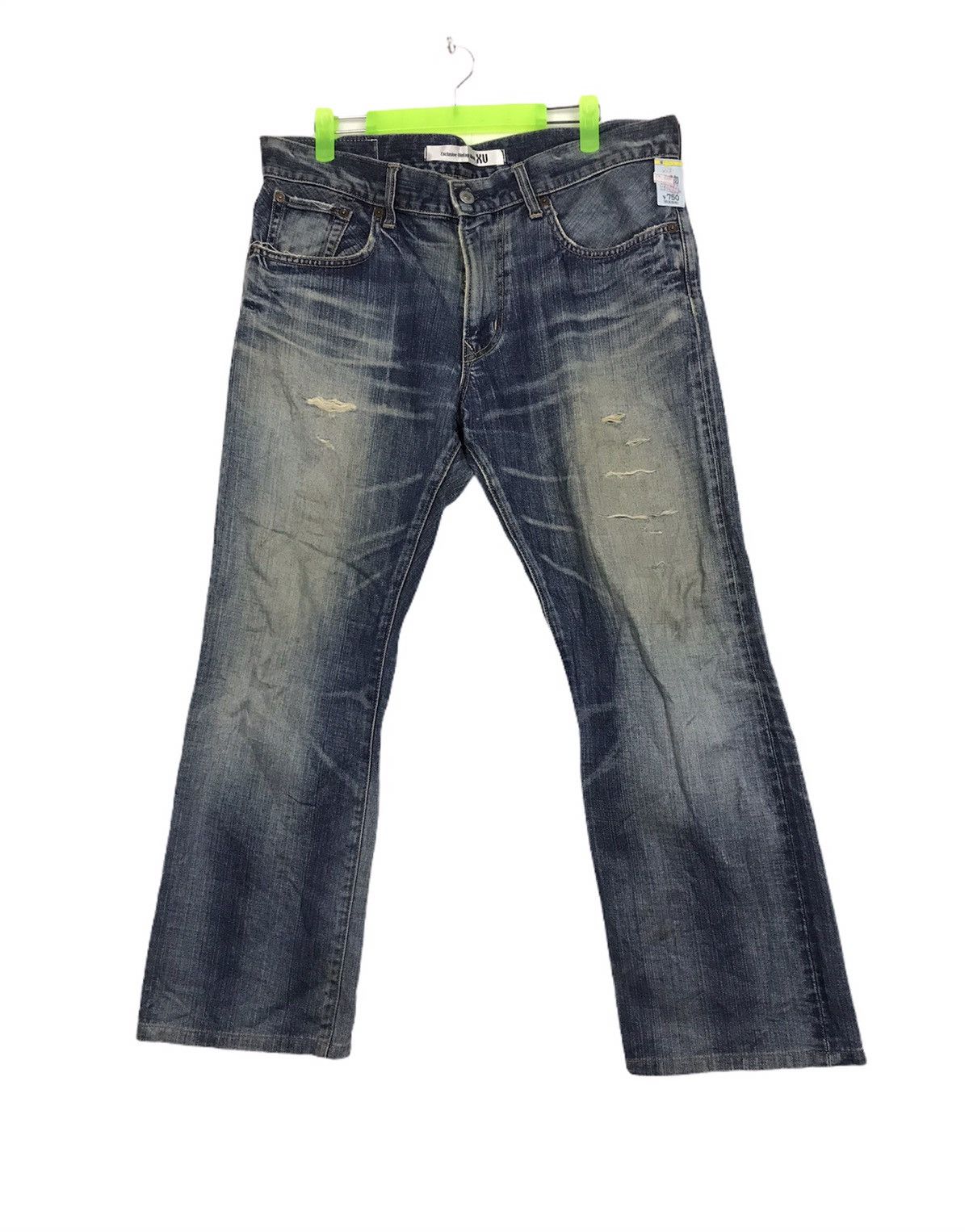 image of Distressed Denim x Edwin Vintage 90's Edwin Exclusive Model Straight Cut Denim in Indigo Blue, Wome