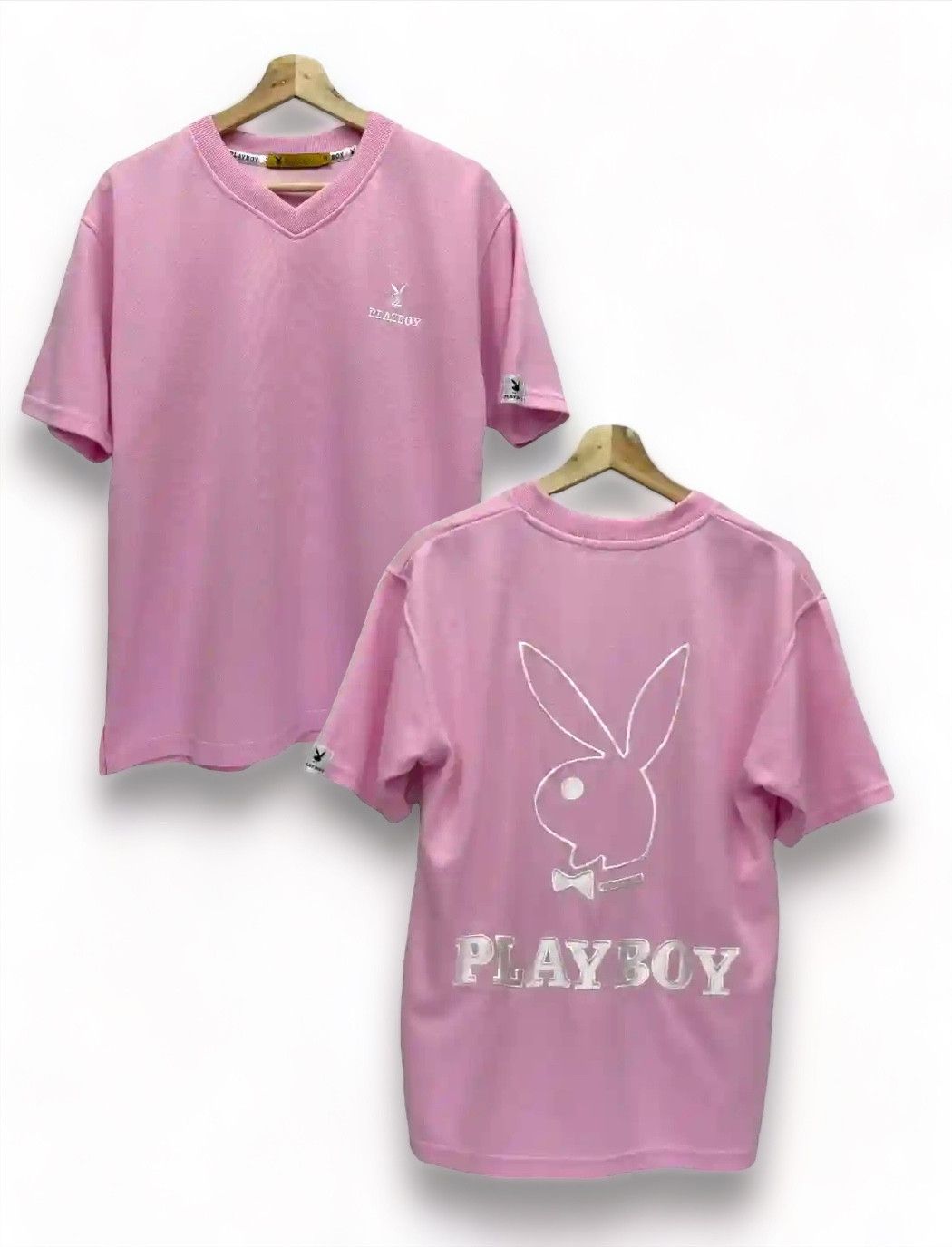 Playboy 90’s PLAYBOY Embroidery Big Bunny Spell Out Pink T-Shirt Size US M / EU 48-50 / 2 - 1 Thumbnail