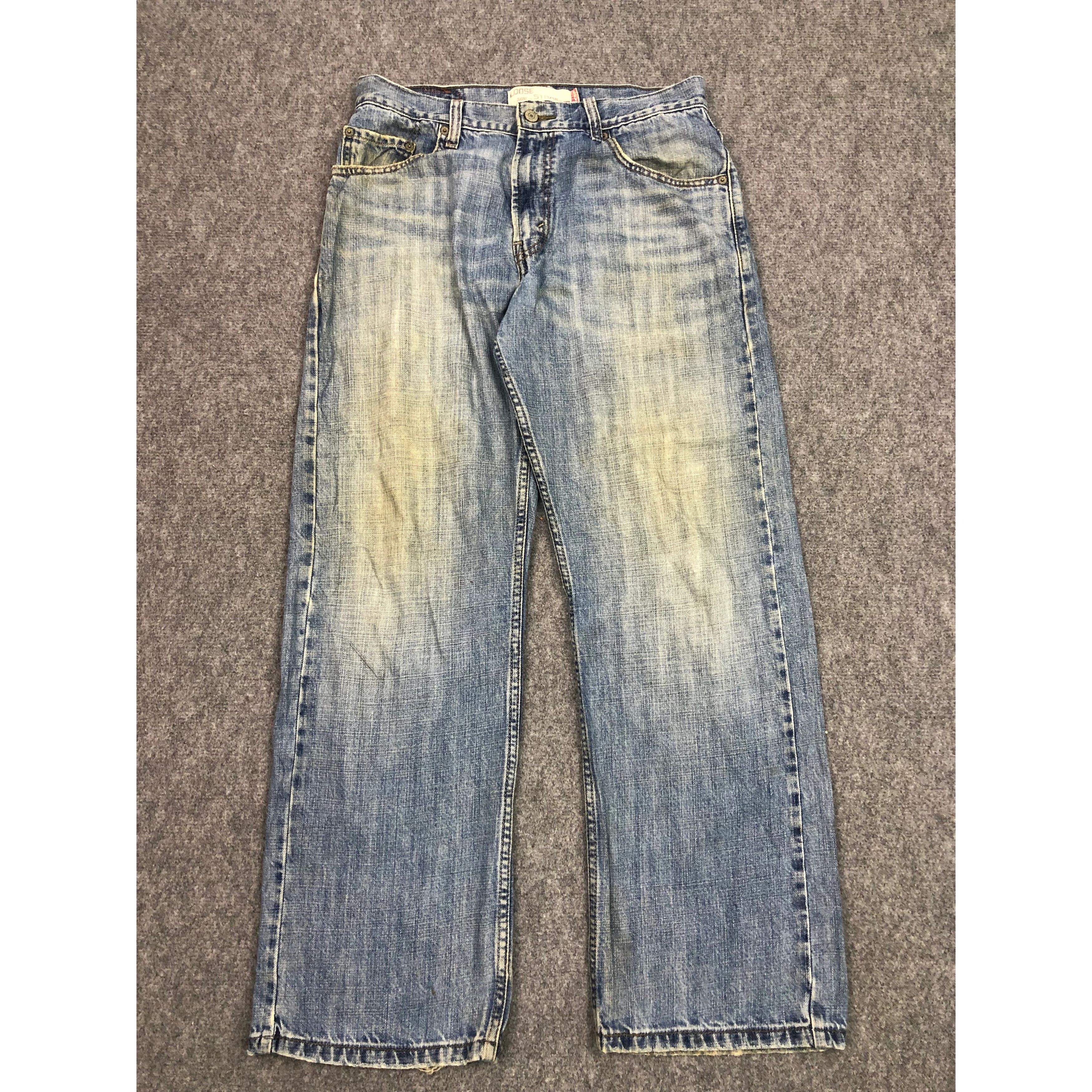 image of Levis 569 Loose Straight Cut Denim Lightwash in Blue Denim, Men's (Size 33)
