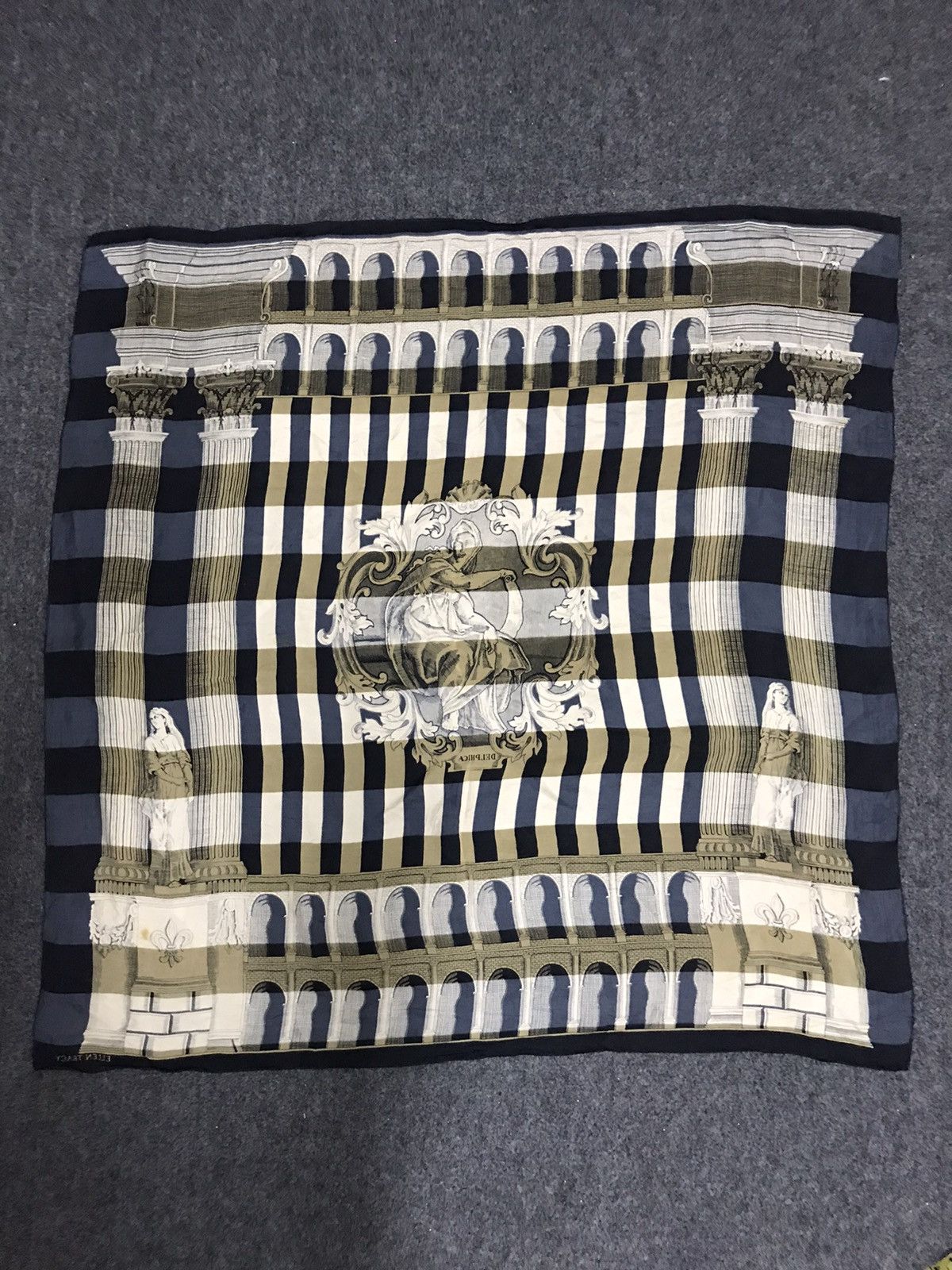 Designer Vintage 90s Ellen Tracy Silk Scarf Baroque Art Design Size ONE SIZE - 2 Thumbnail