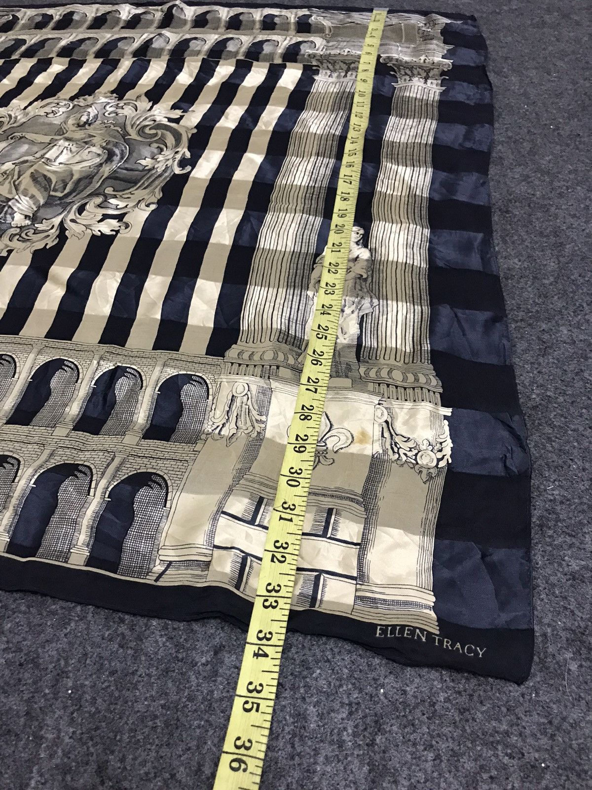 Designer Vintage 90s Ellen Tracy Silk Scarf Baroque Art Design Size ONE SIZE - 4 Thumbnail
