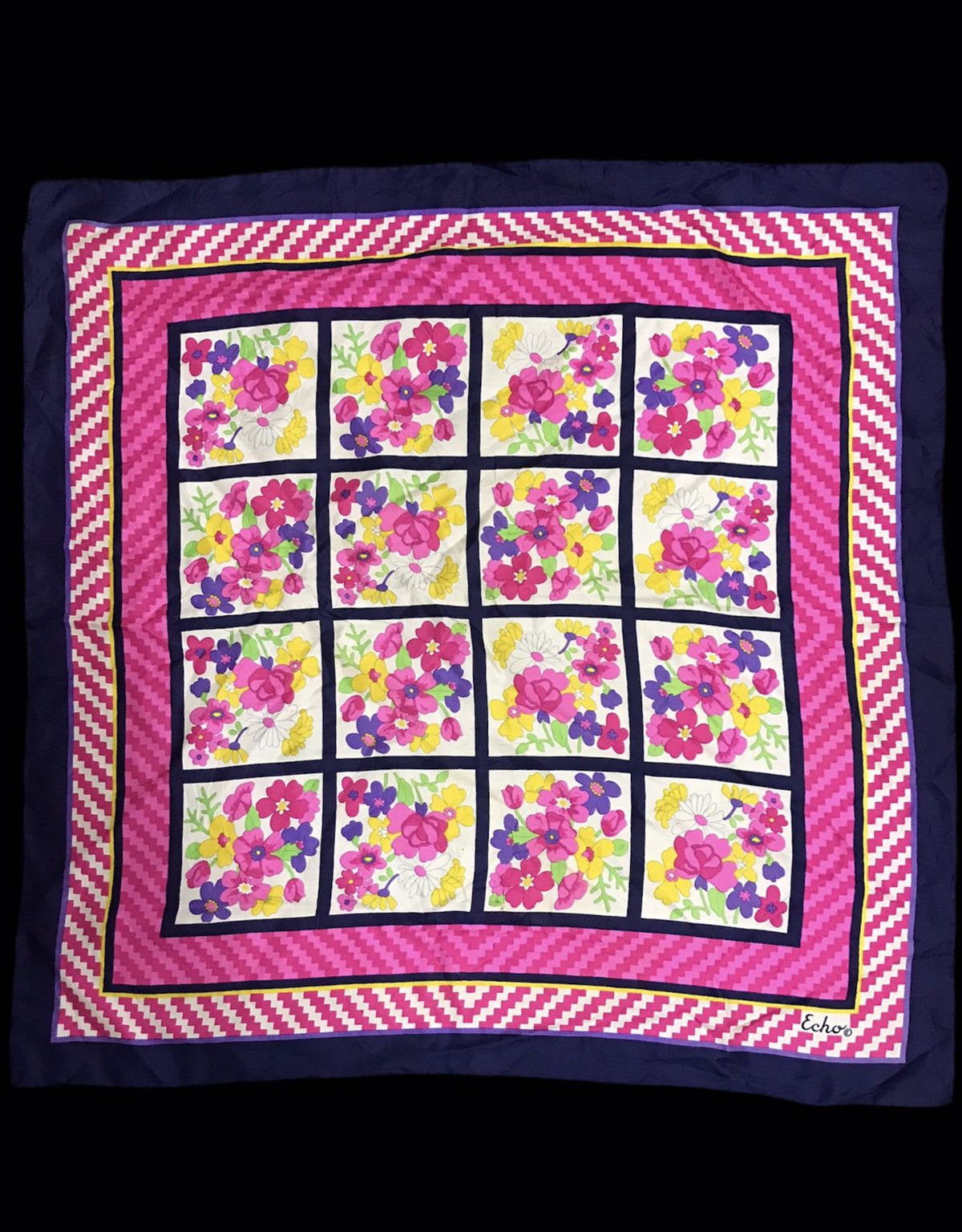 Other Vintage 90s Echo Geometry Floral Silk Scarf Japan Baroque Size ONE SIZE - 1 Thumbnail