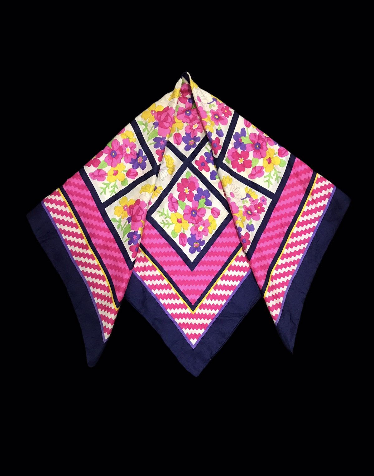 Other Vintage 90s Echo Geometry Floral Silk Scarf Japan Baroque Size ONE SIZE - 3 Thumbnail