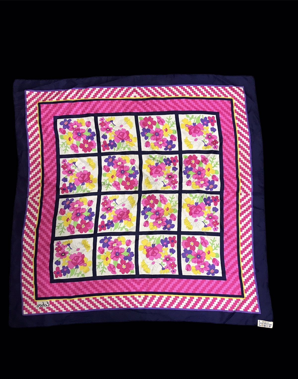 Other Vintage 90s Echo Geometry Floral Silk Scarf Japan Baroque Size ONE SIZE - 2 Thumbnail