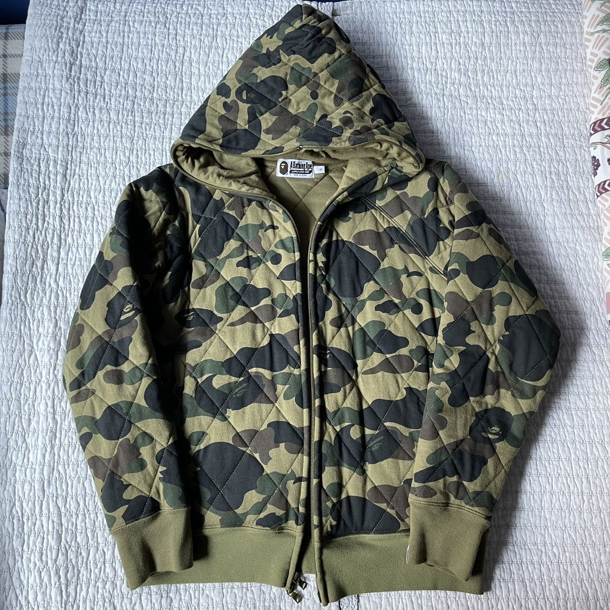 image of Bape 1St Camo Quilting Wide Full Zip Hoodie, Men's (Size Small)