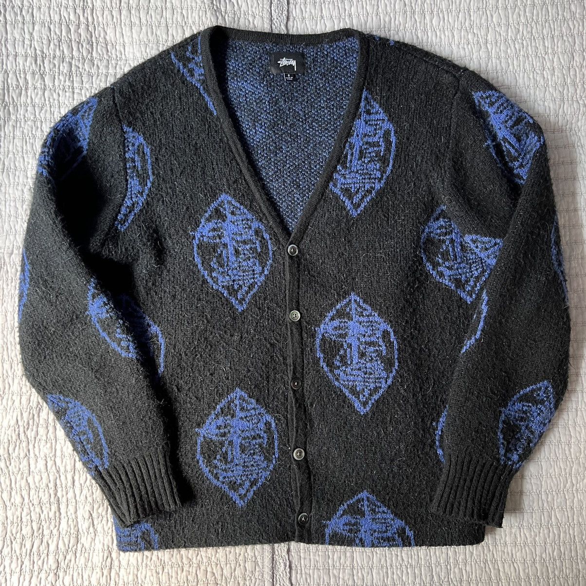 image of Stussy Mask Mohair Cardigan in Black, Men's (Size Small)