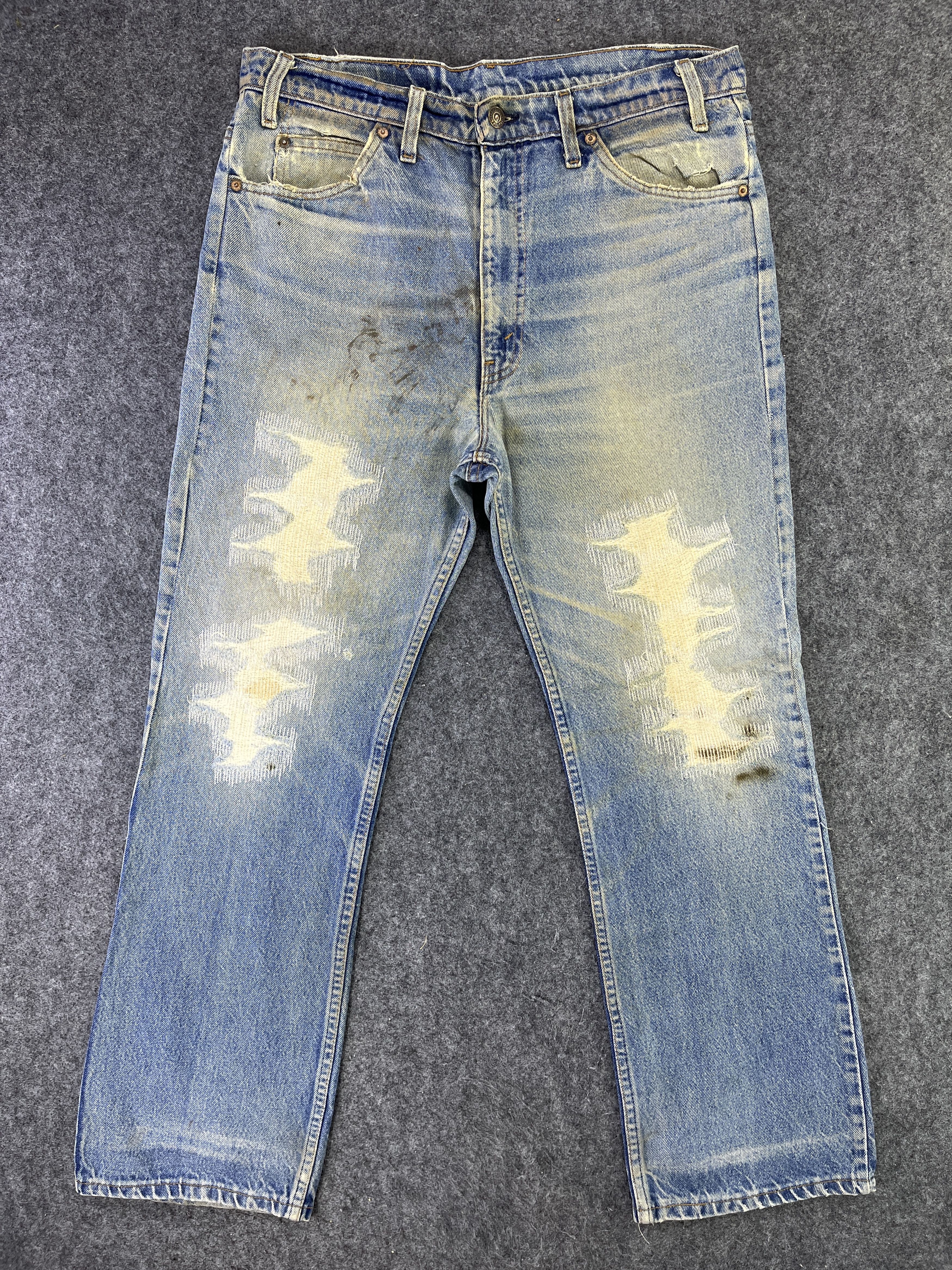 image of 90's Levis 517 Flare Jeans Repair Denim - J838 in Blue, Men's (Size 35)