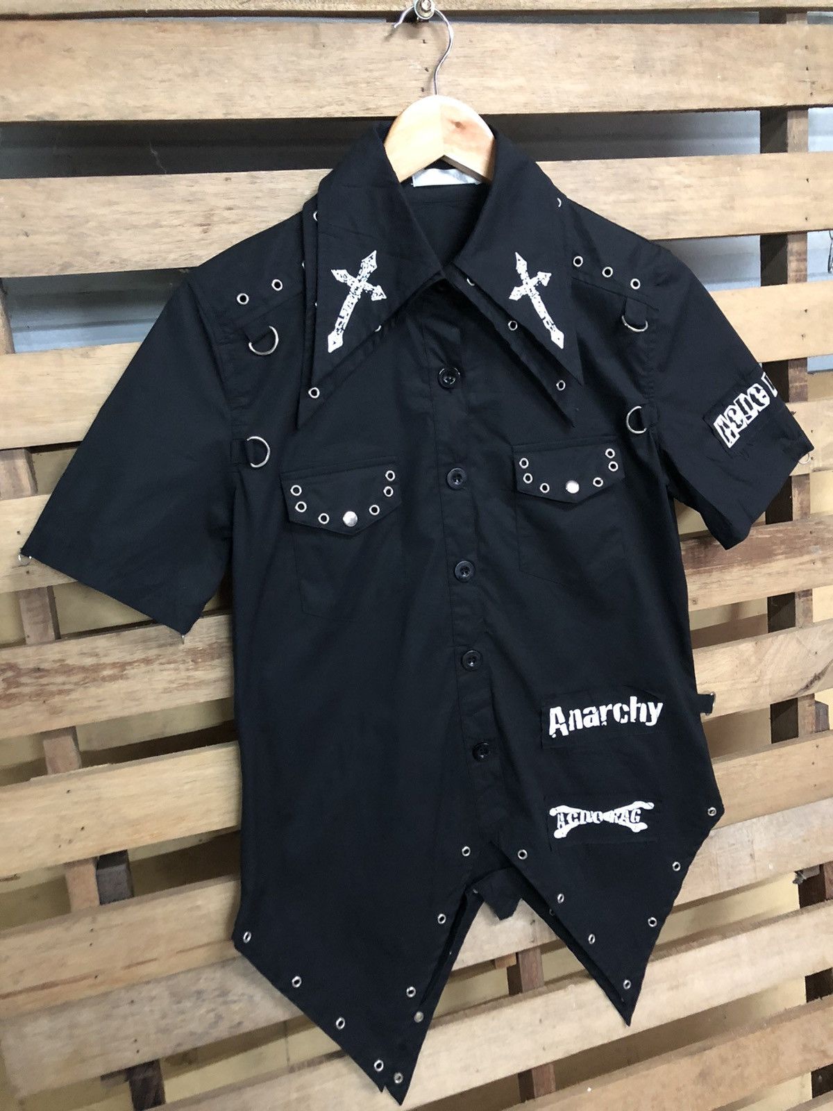 Japanese Brand ACDC RAG SEDITIONARIES PUNK DESIGN DOUBLE COLLAR SHIRT Size US S / EU 44-46 / 1 - 2 Thumbnail